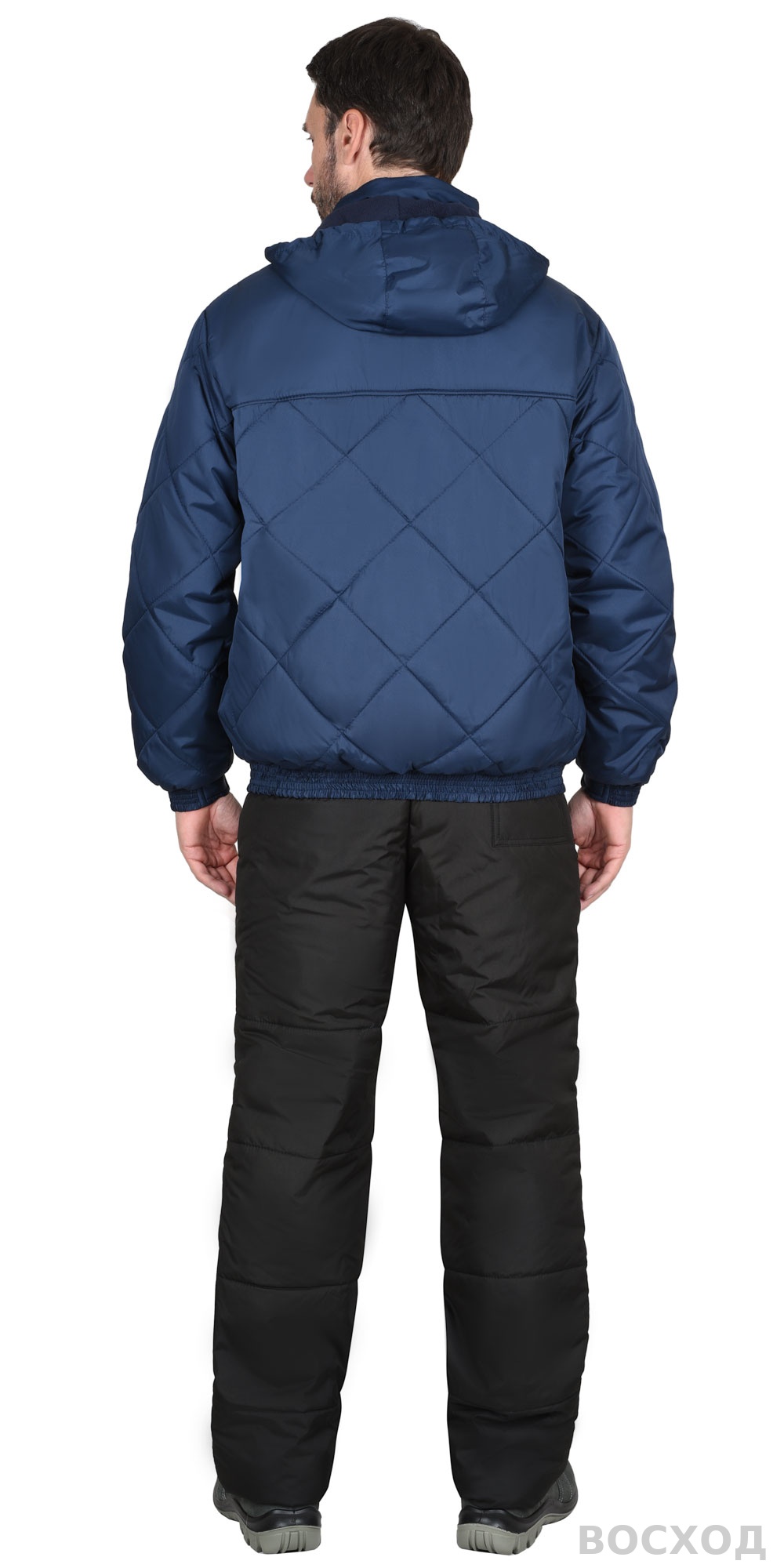 Куртка СИРИУС-ПРАГА-ЛЮКС короткая с капюшоном, темно-синяя