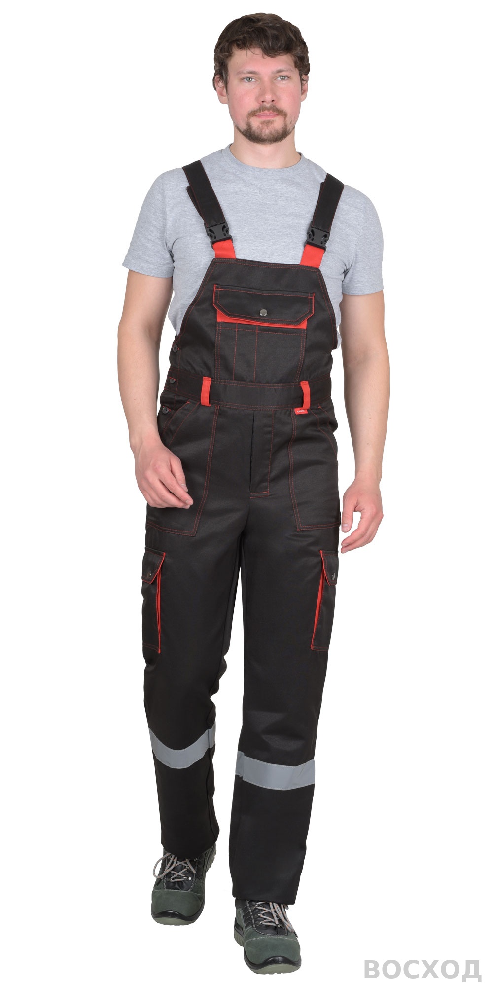 Костюм СИРИУС-ТИТАН куртка, п/к черный с красным с СОП