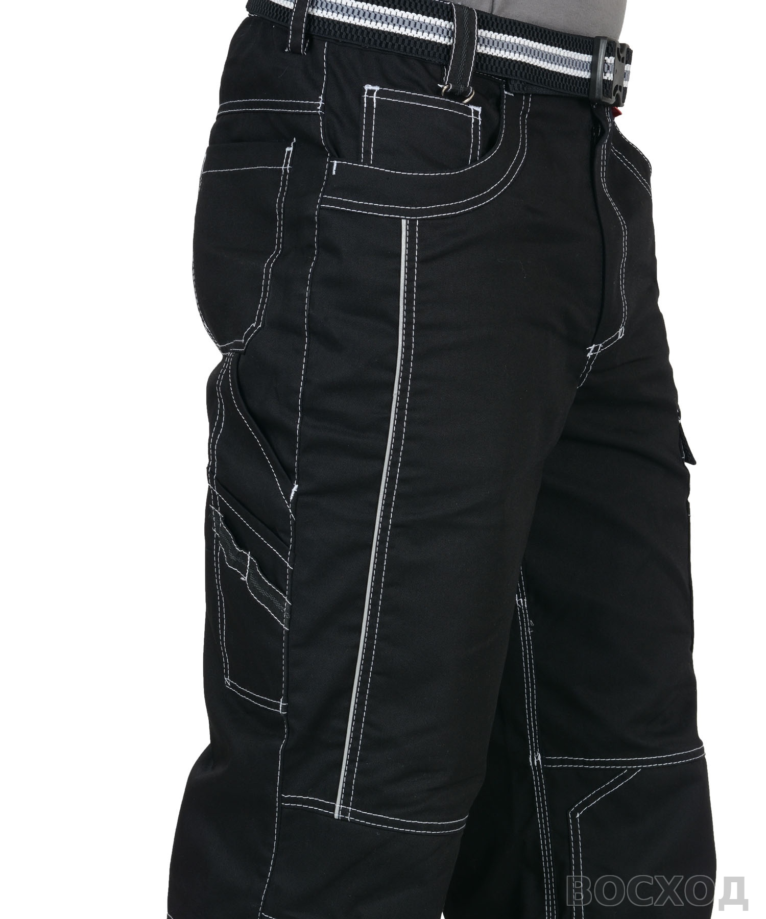 Брюки СИРИУС-ПРЕСТИЖ мужские летние черные, кант СВМ