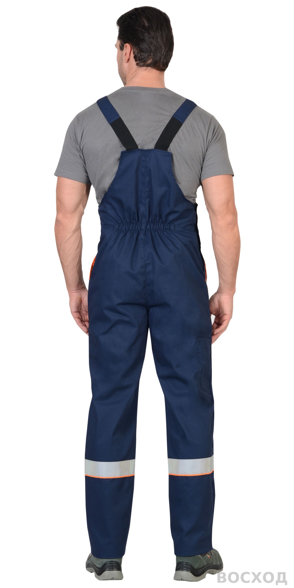 Костюм СИРИУС-МАСТЕР летний: куртка, полукомбинезон, темно- с оранжевой отделкой