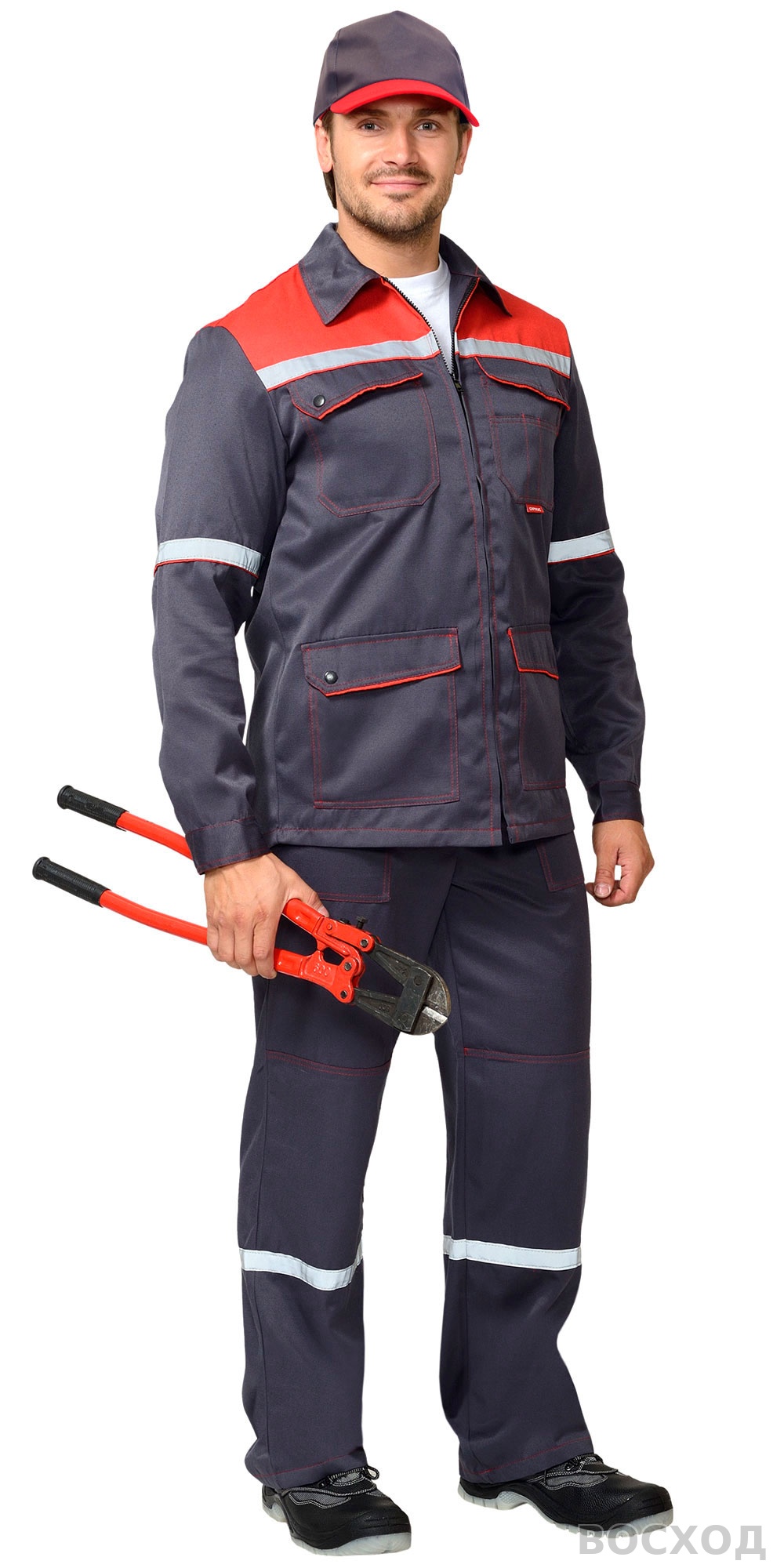 Костюм СИРИУС-МЕХАНИК куртка, брюки с красным и СОП