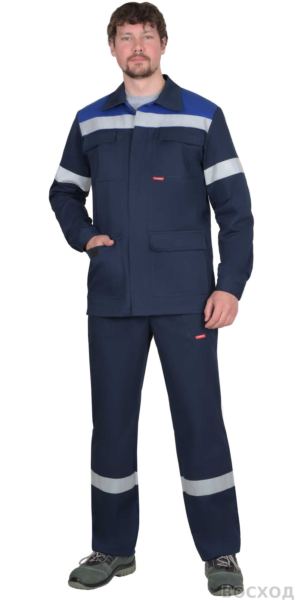 Костюм СИРИУС-СУРГУТ-РОСС куртка, п/к, антистат. МВО, с васильковым и СОП