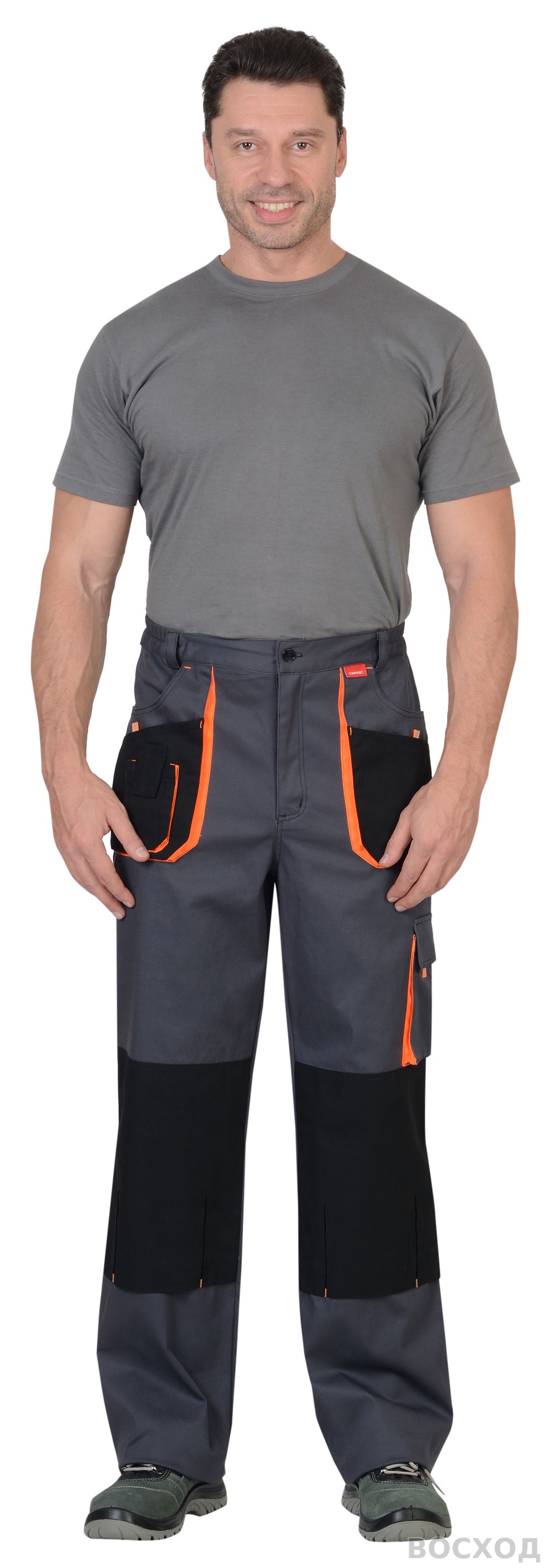 Брюки СИРИУС-МАНХЕТТЕН т. с оранж. и черным тк. стрейч пл. 250 г/кв.м