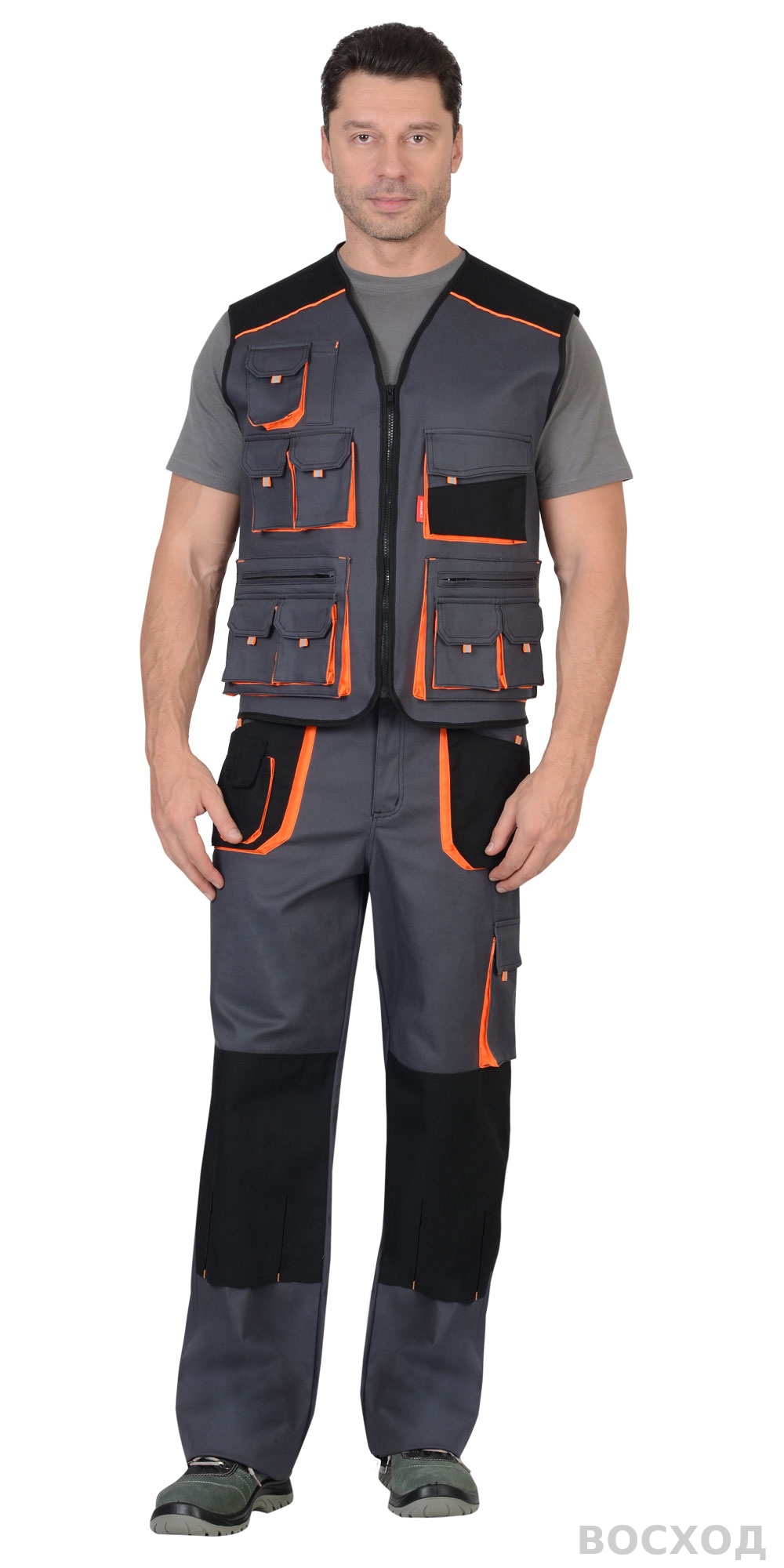 Жилет СИРИУС-МАНХЕТТЕН т. с оранж. и черным тк. стрейч пл. 250 г/кв.м