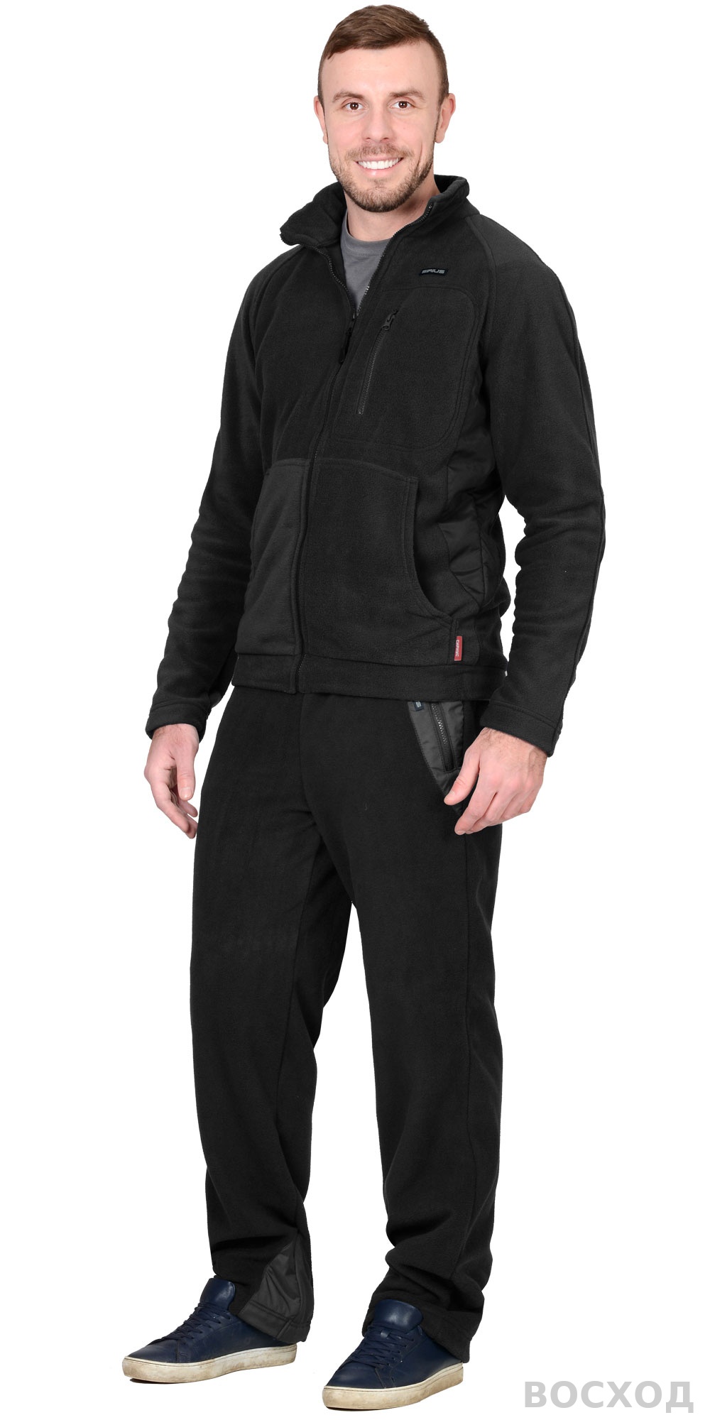 Куртка флисовая СИРИУС-АКТИВ черная с черной отделкой