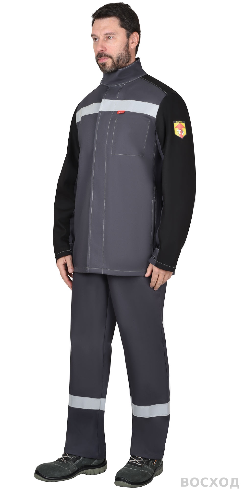 Костюм сварщика СИРИУС-ГЕРКУЛЕС летний, куртка, п/к т. с черным, СОП 50мм