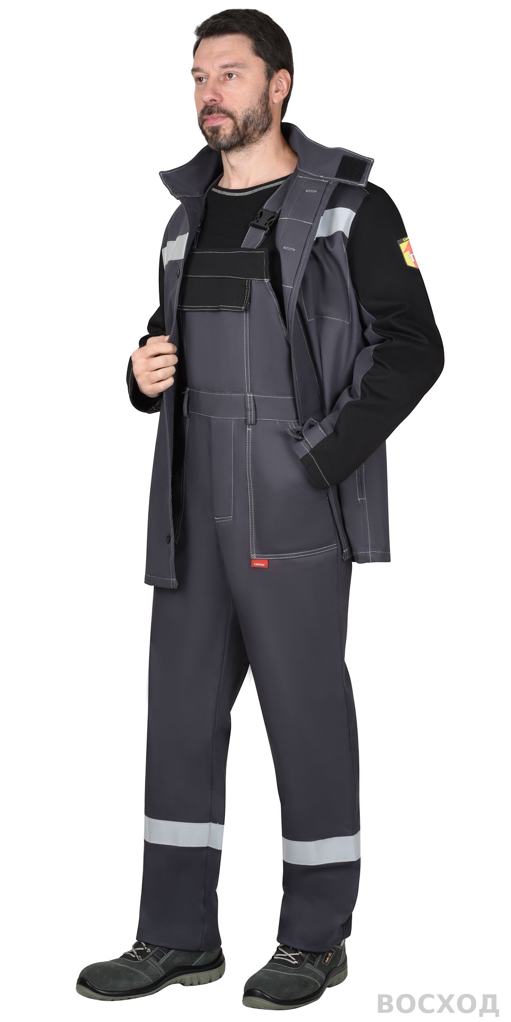 Костюм сварщика СИРИУС-ГЕРКУЛЕС летний, куртка, п/к т. с черным, СОП 50мм