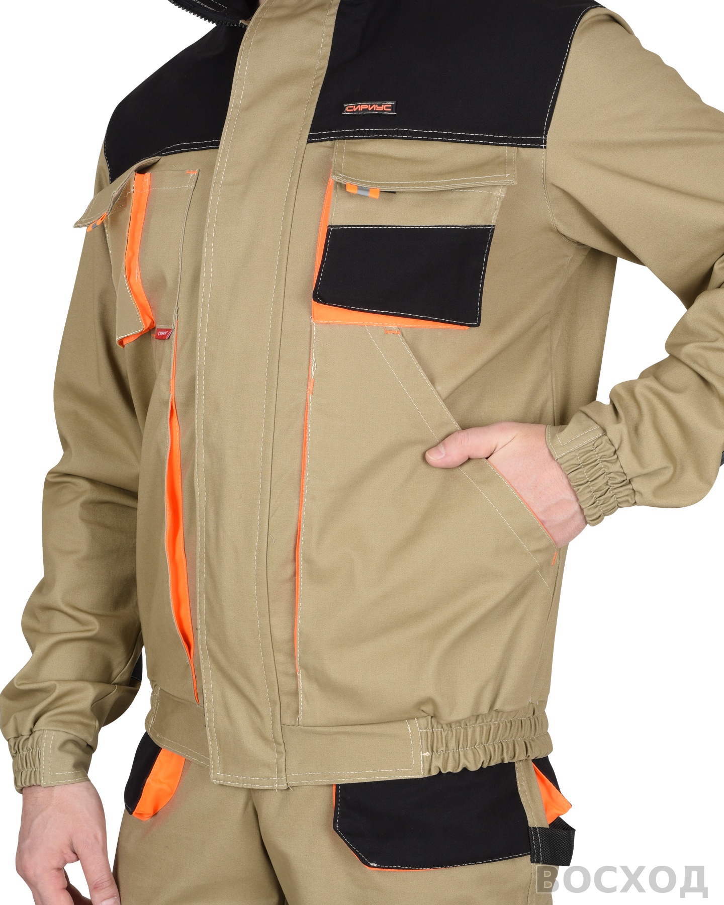 Куртка СИРИУС-МАНХЕТТЕН с оранж. и черным тк. мех. стрейч пл. 250г/кв.м