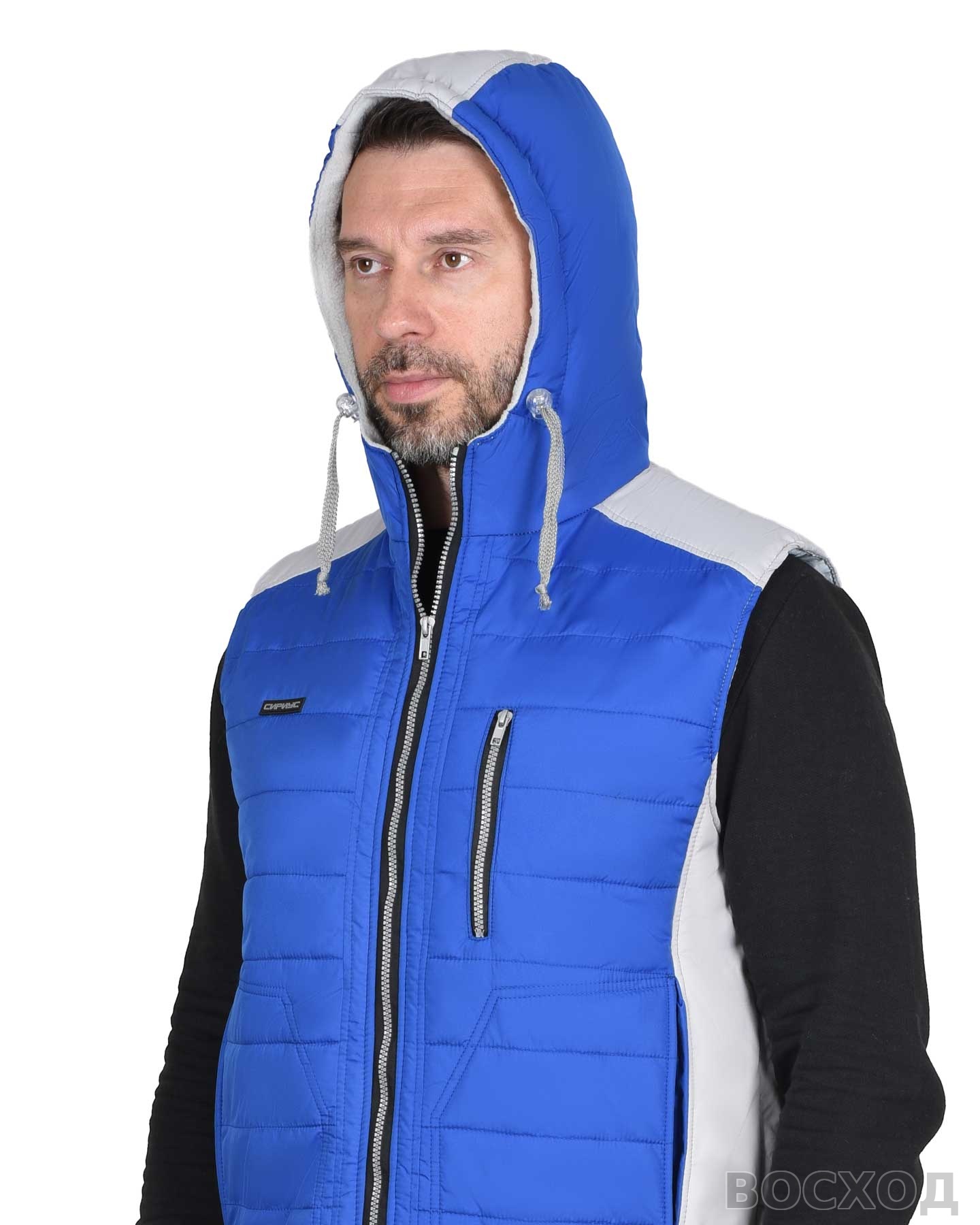 Жилет СИРИУС-УРБАН утепленный с капюшоном с жемчужным