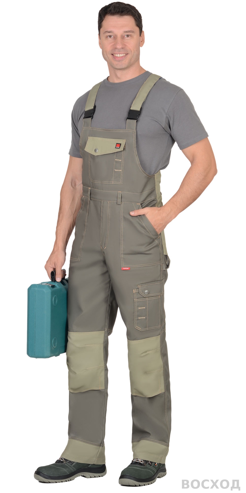 Костюм СИРИУС-ВЕСТ-ВОРК куртка дл, п/к т. со св.оливковым пл. 275 г/кв.м