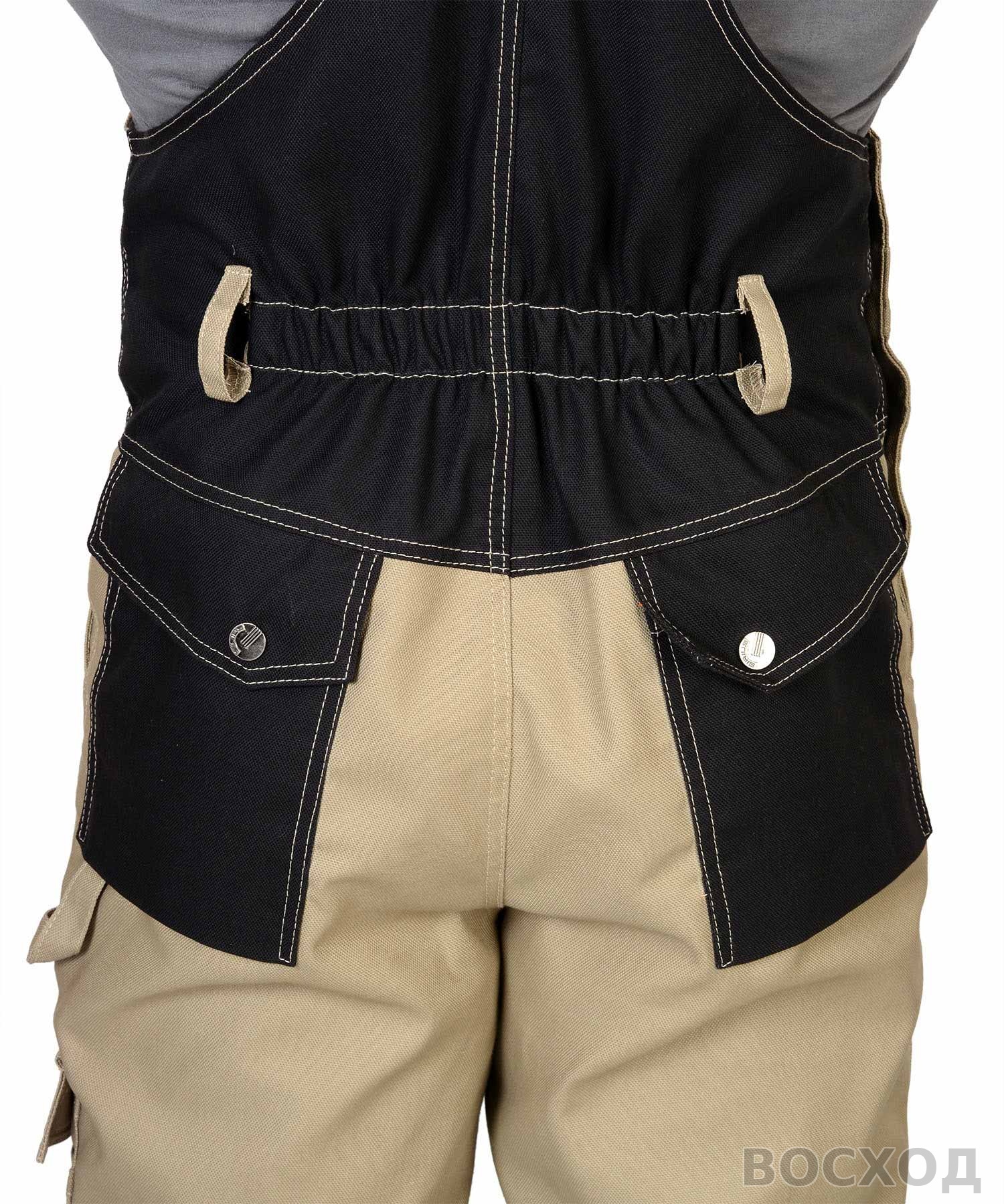 Костюм летний СИРИУС-ВЕСТ-ВОРК куртка кор., п/к бежевый с черным пл. 275 г/кв.м