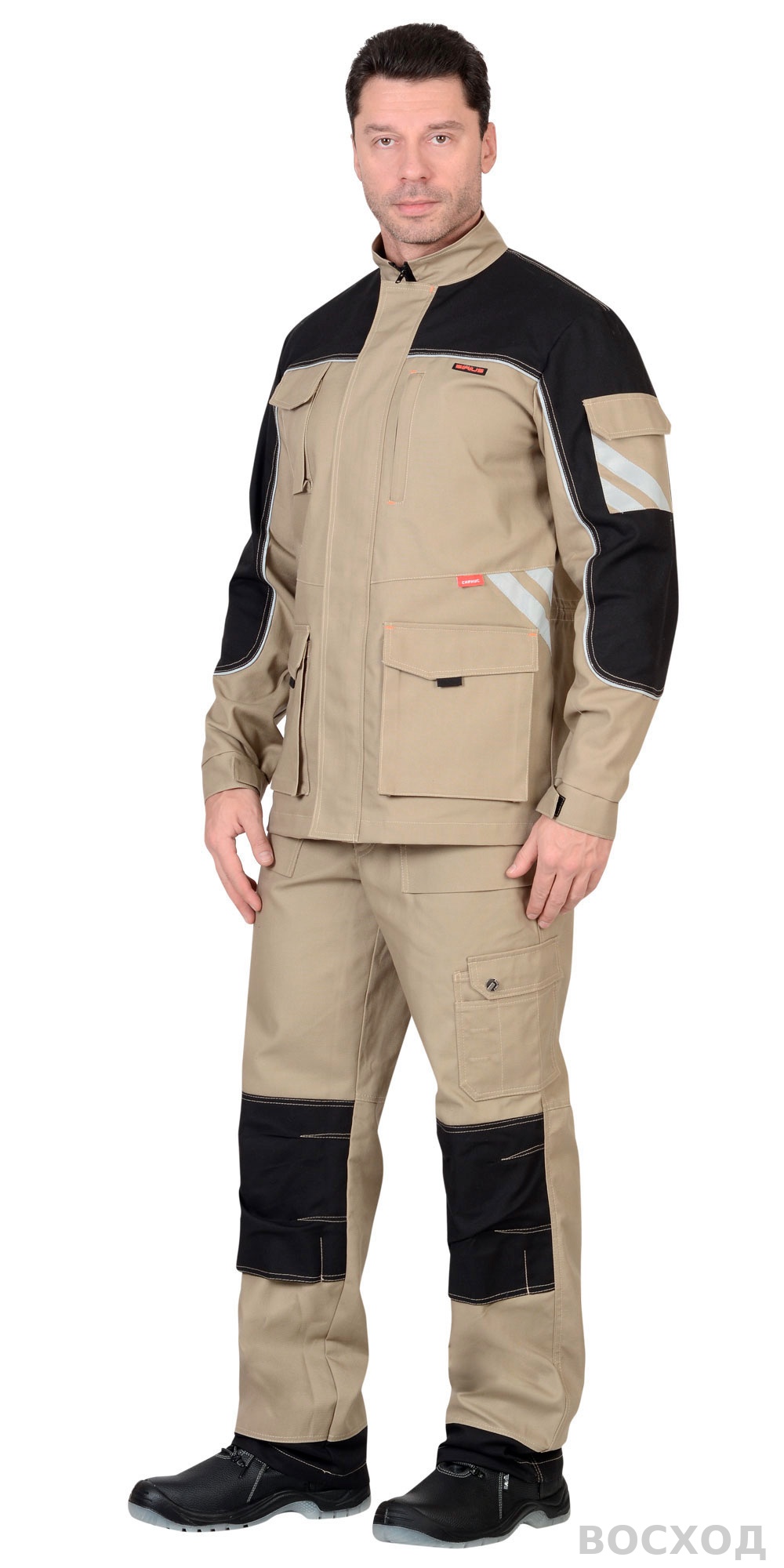 Костюм СИРИУС-ВЕСТ-ВОРК куртка дл, п/к с черным пл. 275 г/кв.м