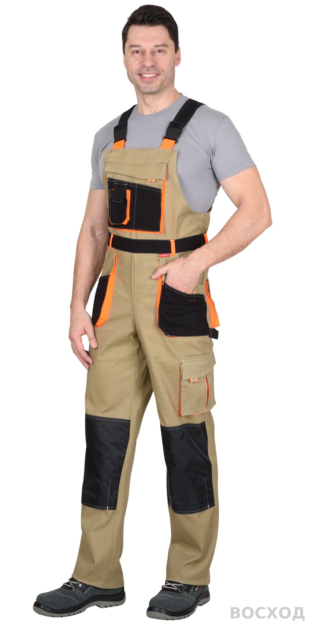 Костюм СИРИУС-МАНХЕТТЕН куртка, п/к с оранж. и черным тк. мех. стрейч пл. 250г/кв.м