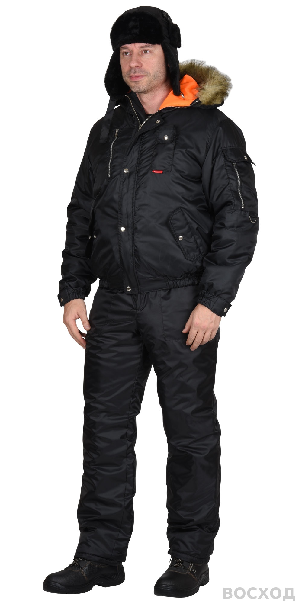 Шапка-ушанка "ЕВРО плюс" черная (тк. Оксфорд) - изображение 1