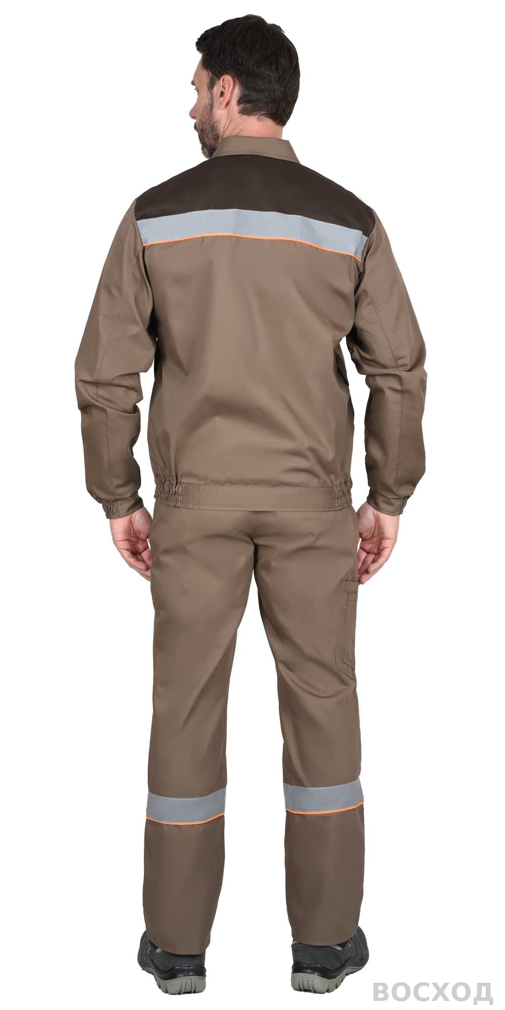 Костюм СИРИУС-МАСТЕР летний: куртка, полукомбинезон, кофейный с тёмно-коричневой отделкой
