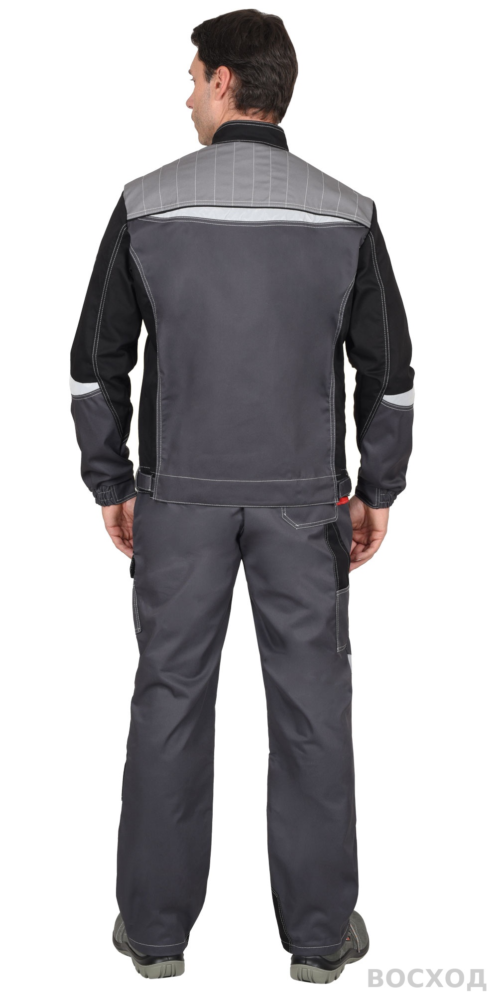 Костюм СИРИУС-ФАВОРИТ-МЕГА мужской летний, куртка и полукомбинезон, с черным, СОП