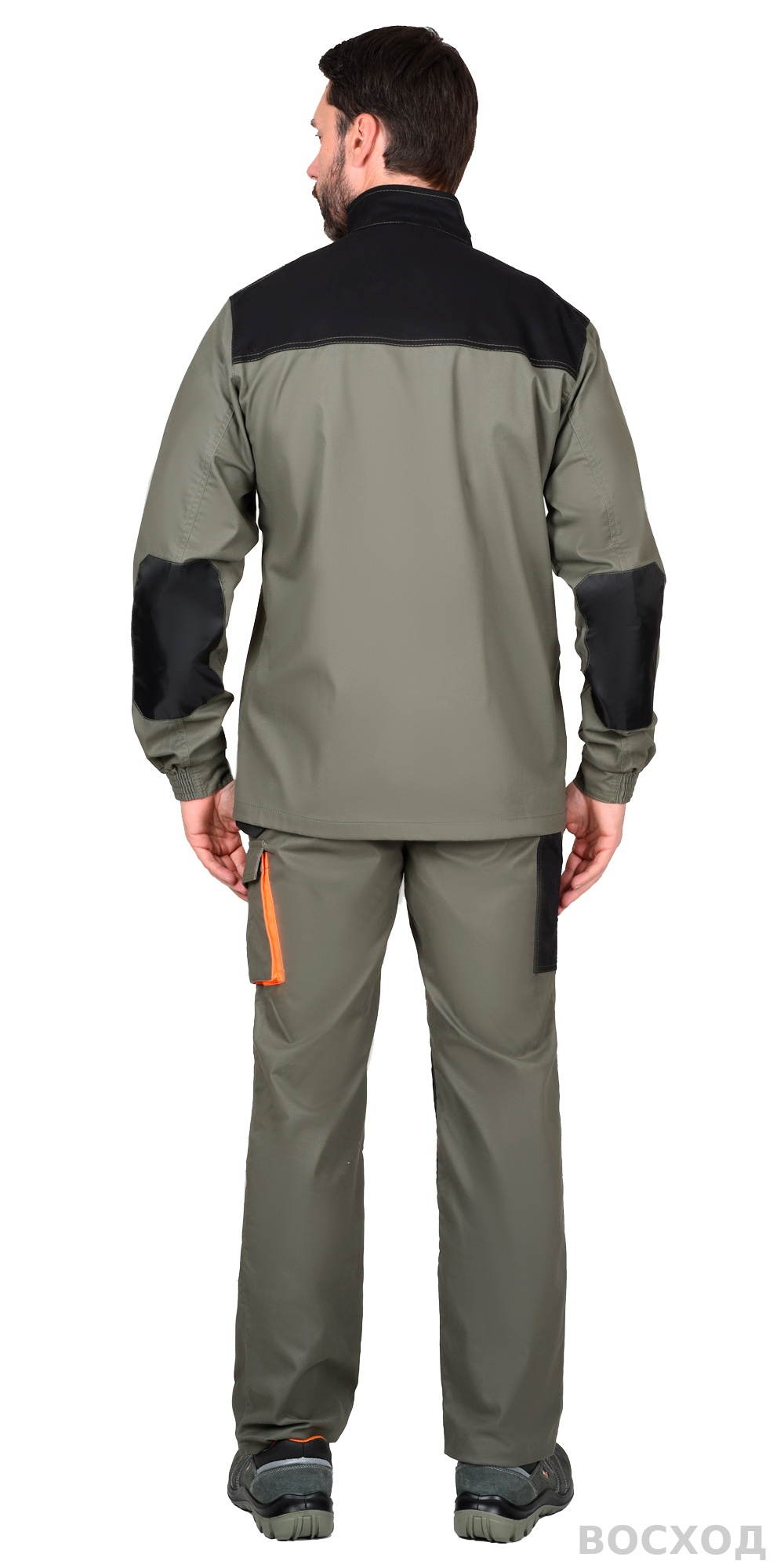Костюм СИРИУС-МАНХЕТТЕН куртка дл., п/к олив. с оранж. и чер. тк. мех. стрейч 260 г/кв.м