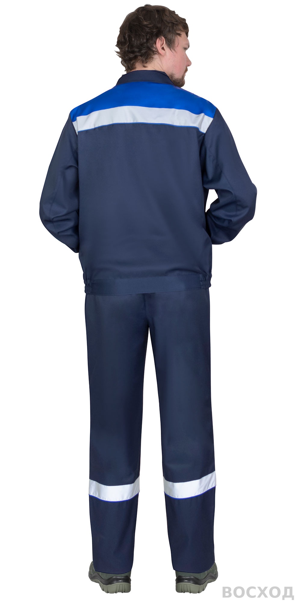 Костюм СИРИУС-МАСТЕР-РОСС куртка кор., брюки, темно- с васильковым и СОП