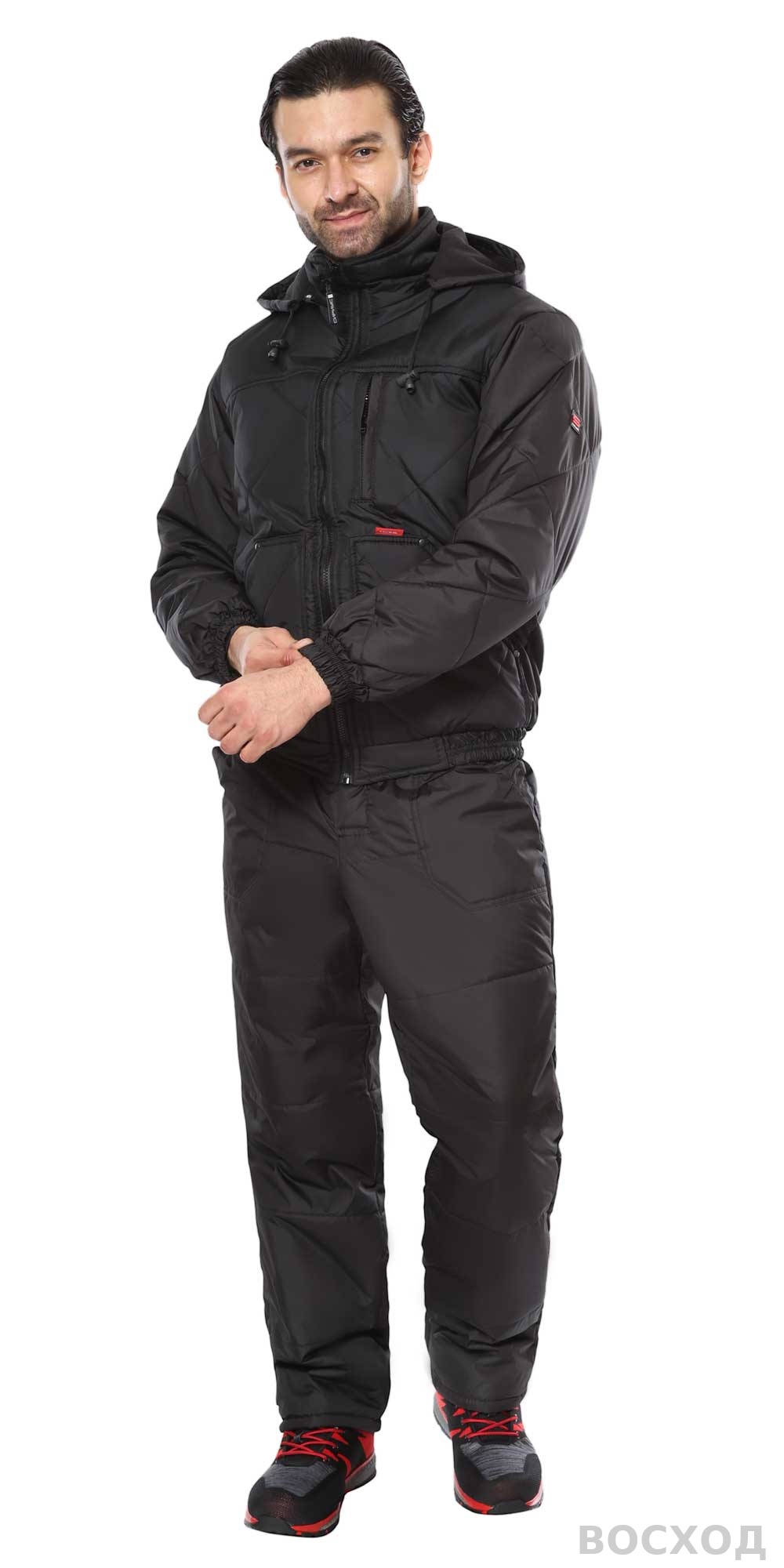 Куртка СИРИУС-ПРАГА-ЛЮКС короткая с капюшоном, черная