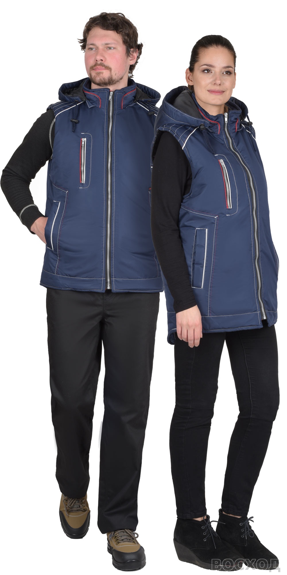 Жилет СИРИУС-АЛЕКС утепленный с капюшоном тёмно