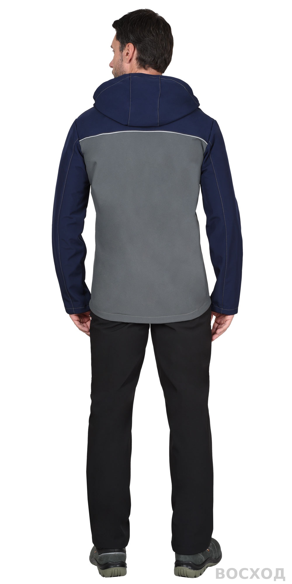 Куртка СИРИУС-СПРИНТЕР СОФТ удлиненная, серая с синим