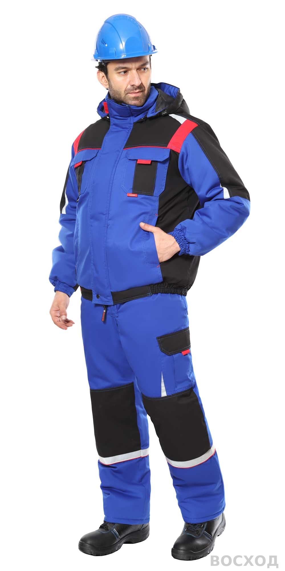 Костюм СИРИУС-СТАН зимний: куртка, п/к с черным и красным