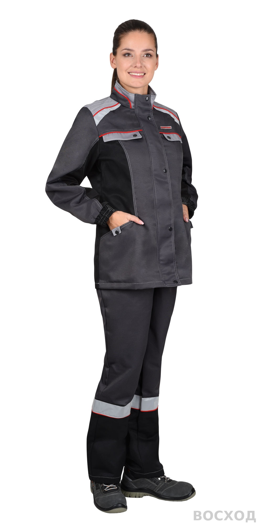 Костюм СИРИУС-ВОЛОГДА куртка, брюки т- со св-серым и черным