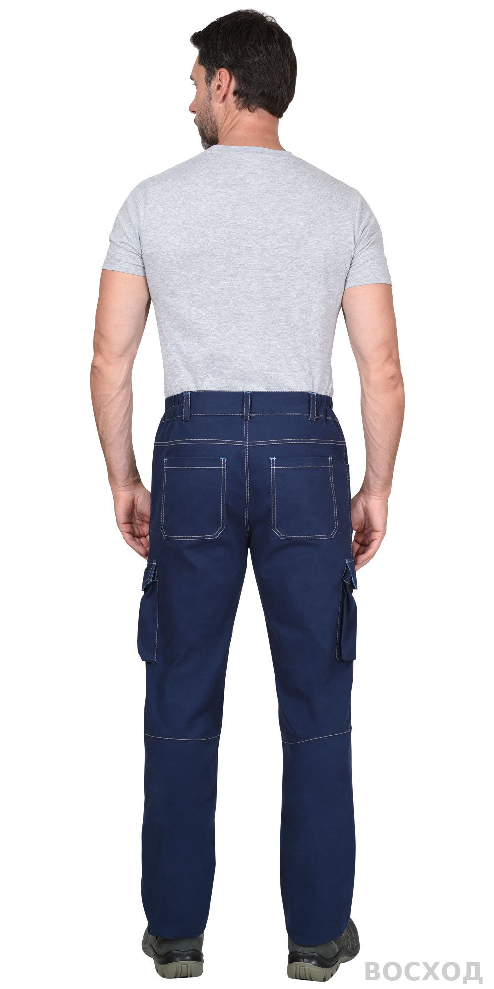 Брюки СИРИУС-ДЖЕТ синие с голубым тк. мех. стрейч с ВО