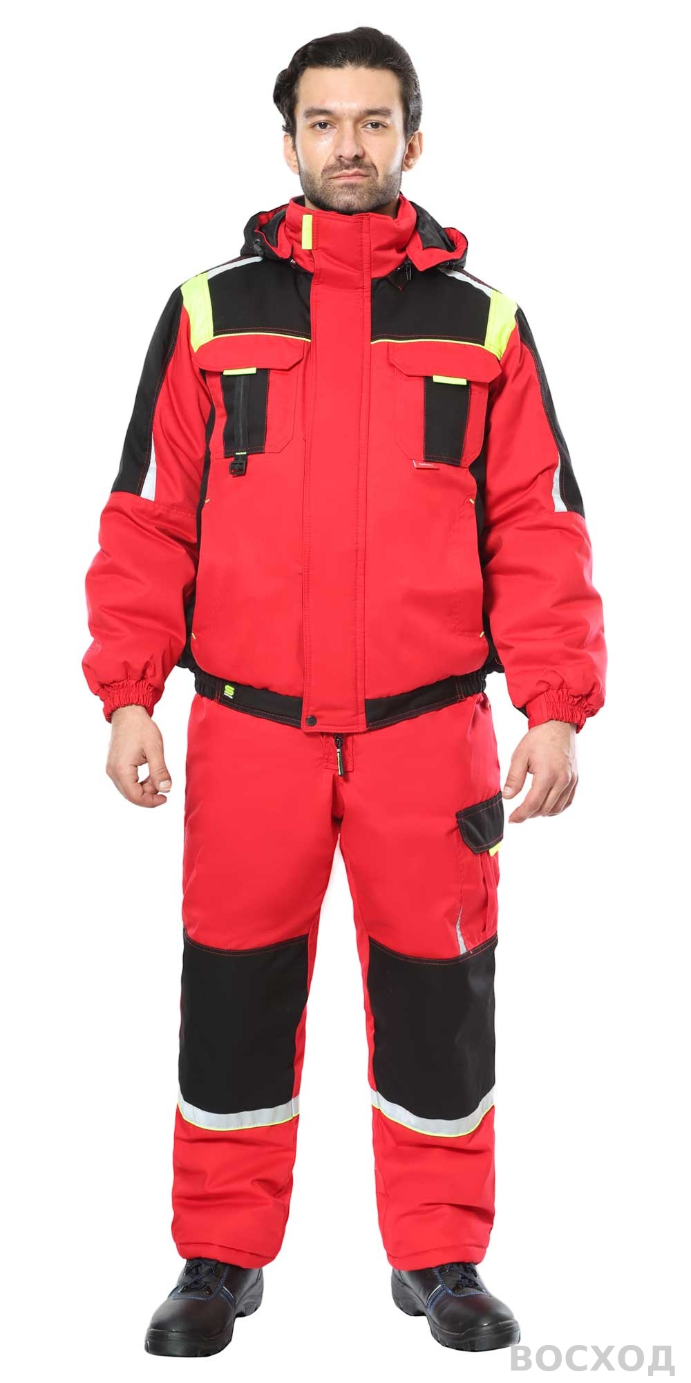 Костюм СИРИУС-СТАН куртка, п/к, с черным и лимонной отделкой