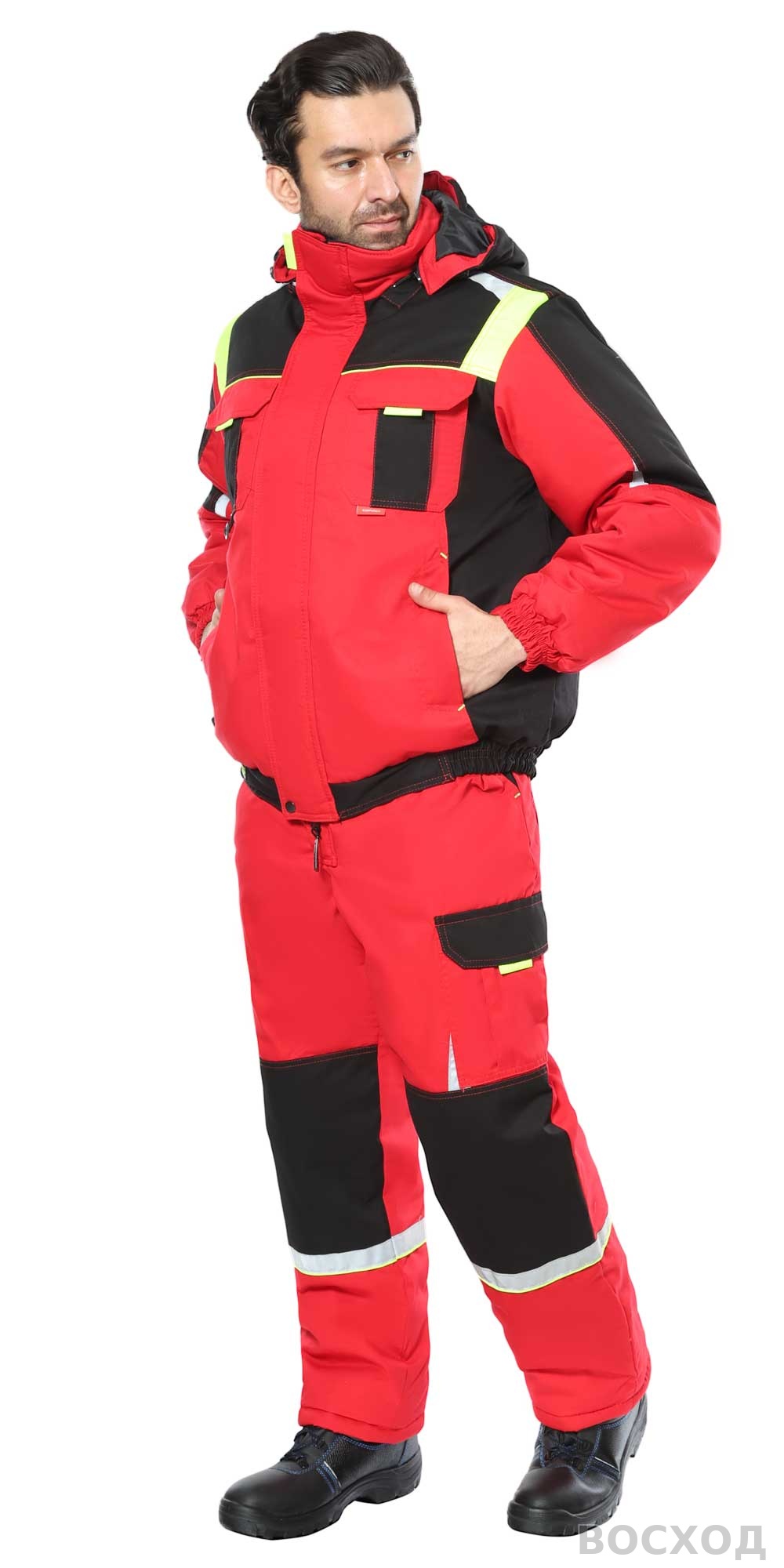 Костюм СИРИУС-СТАН куртка, п/к, с черным и лимонной отделкой