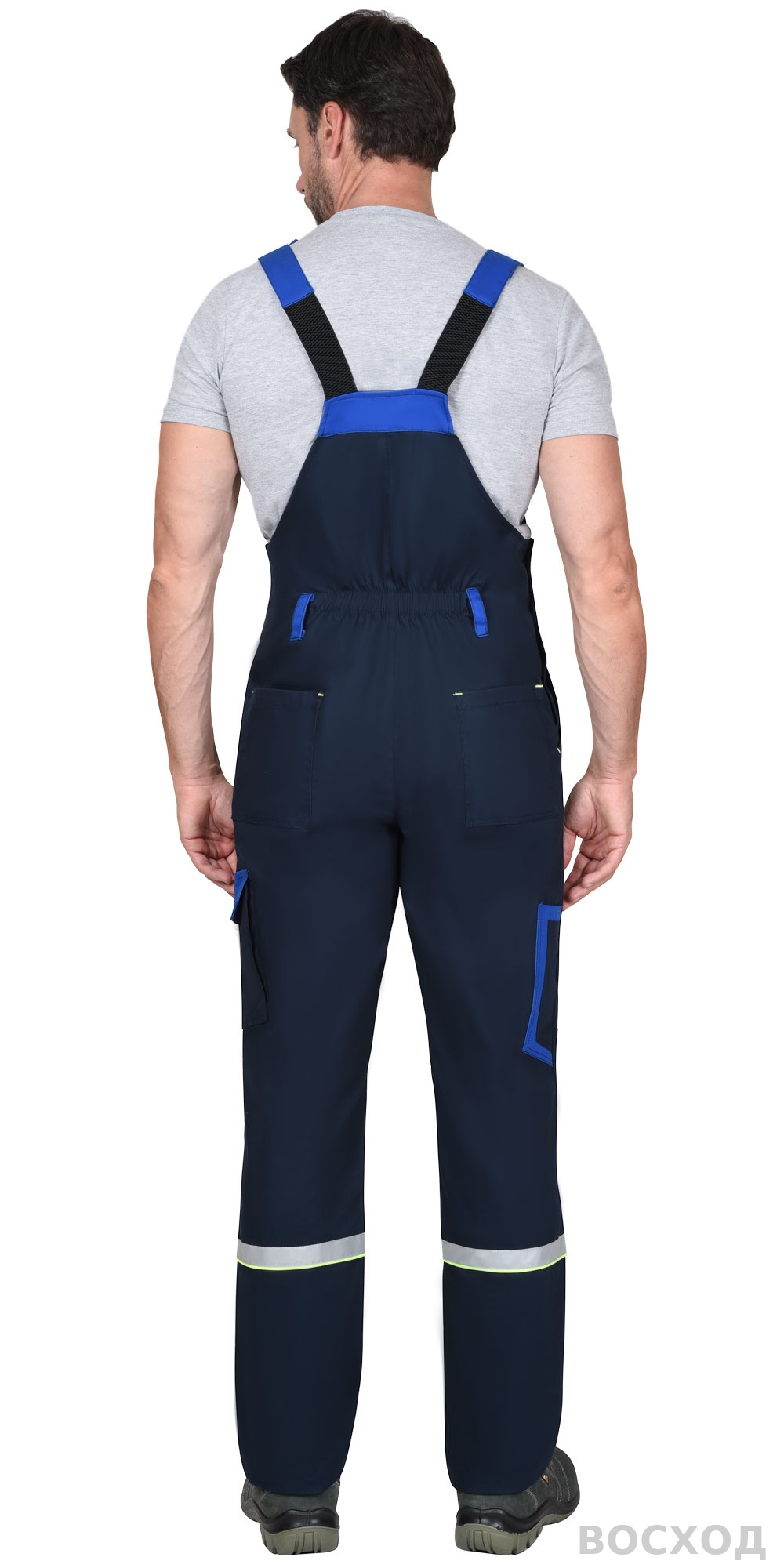 Костюм СИРИУС-ПРАКТИК-ЛЮКС-РОСС куртка, п/к т. с васильк. 80% х/б, пл. 260 г/кв.м