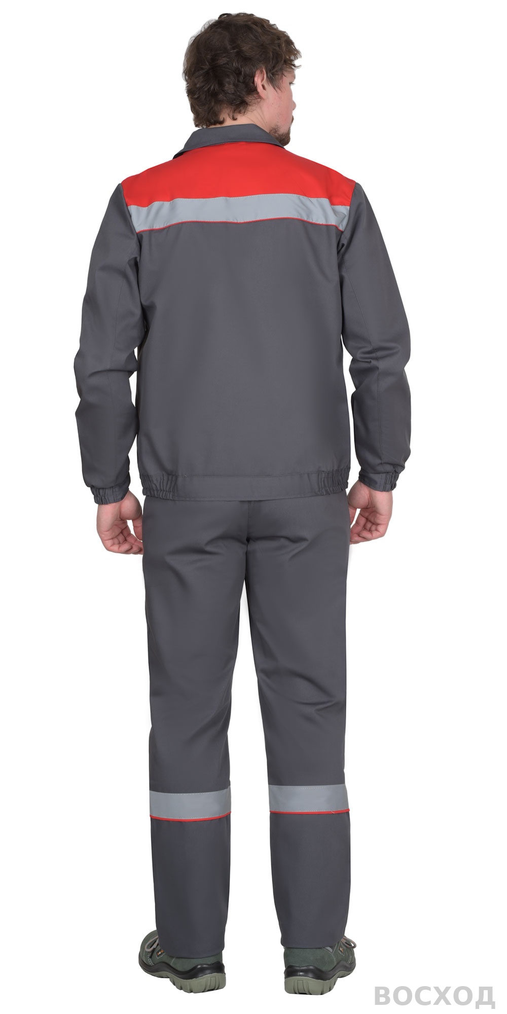 Костюм СИРИУС-МАСТЕР летний: куртка, брюки, темно- с красной отделкой