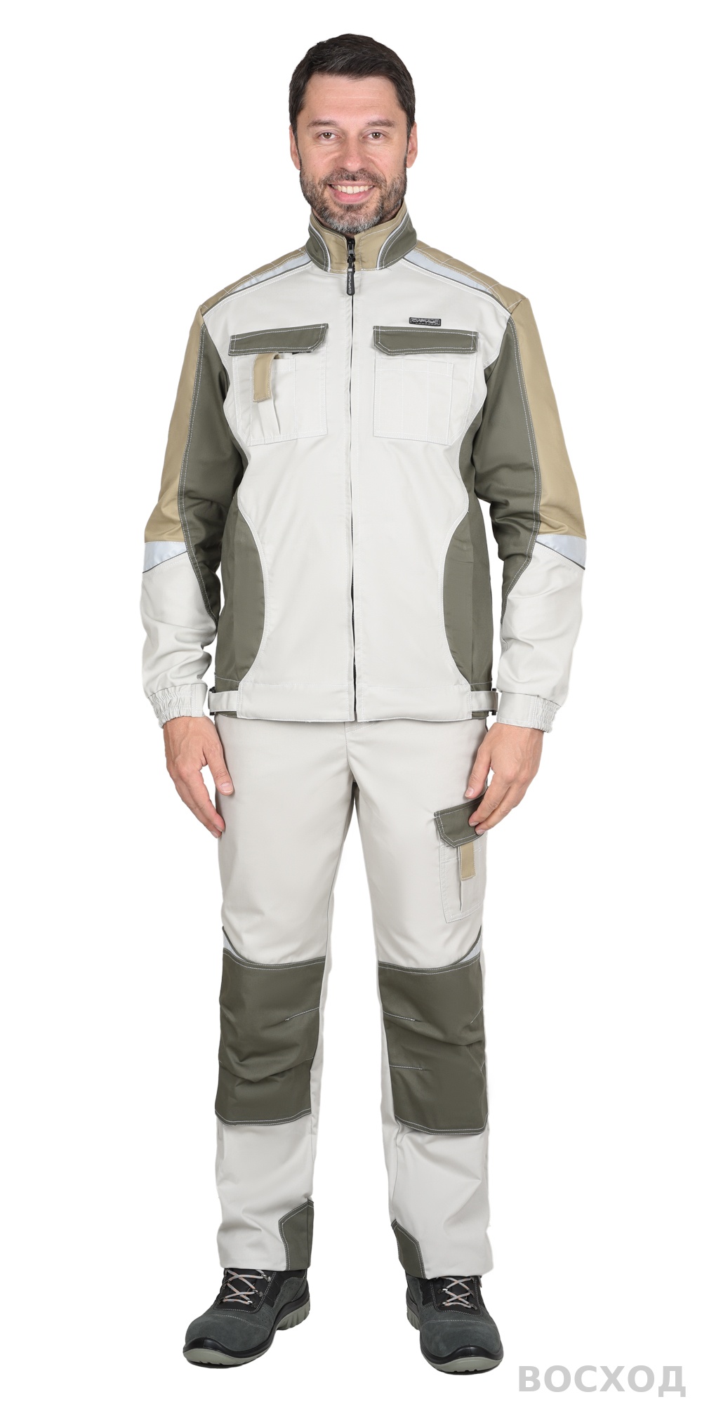 Костюм СИРИУС-КАСПИЙ куртка, брюки, с оливой, песочным и СОП