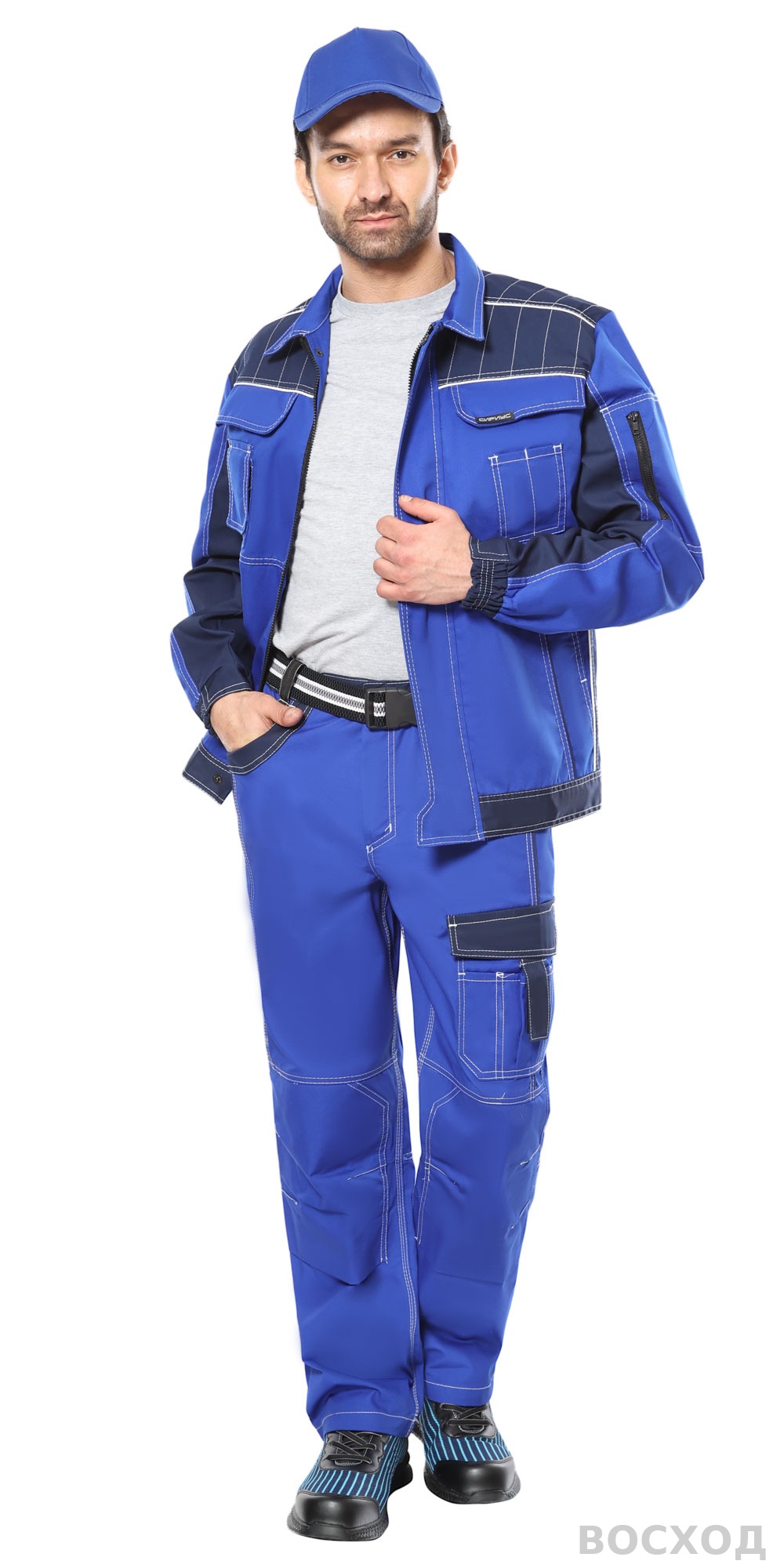 Костюм СИРИУС-ПРЕСТИЖ куртка, брюки, с синим