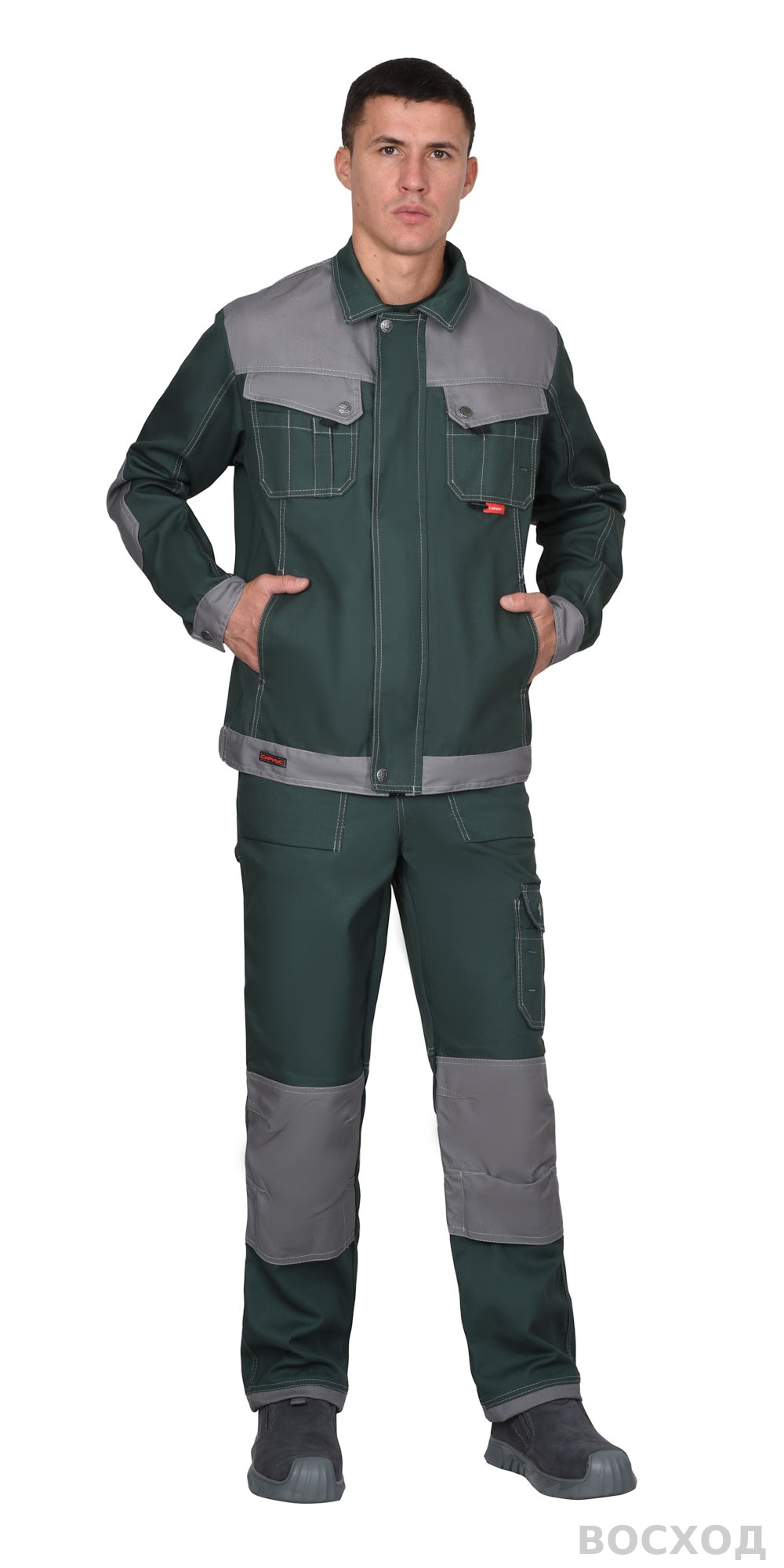Куртка СИРИУС-ВЕСТ-ВОРК кор. зеленая со ср.серым