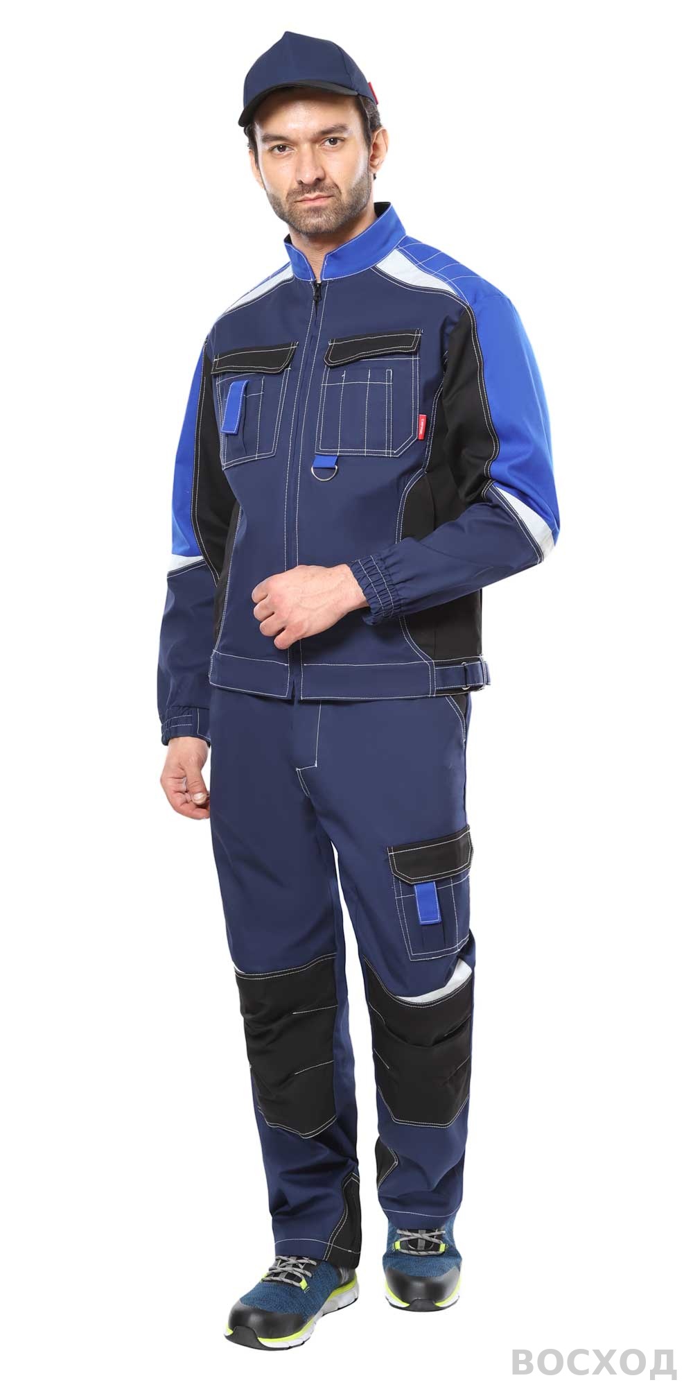 Куртка СИРИУС-ФАВОРИТ-МЕГА т. с черным и васильковым, СОП