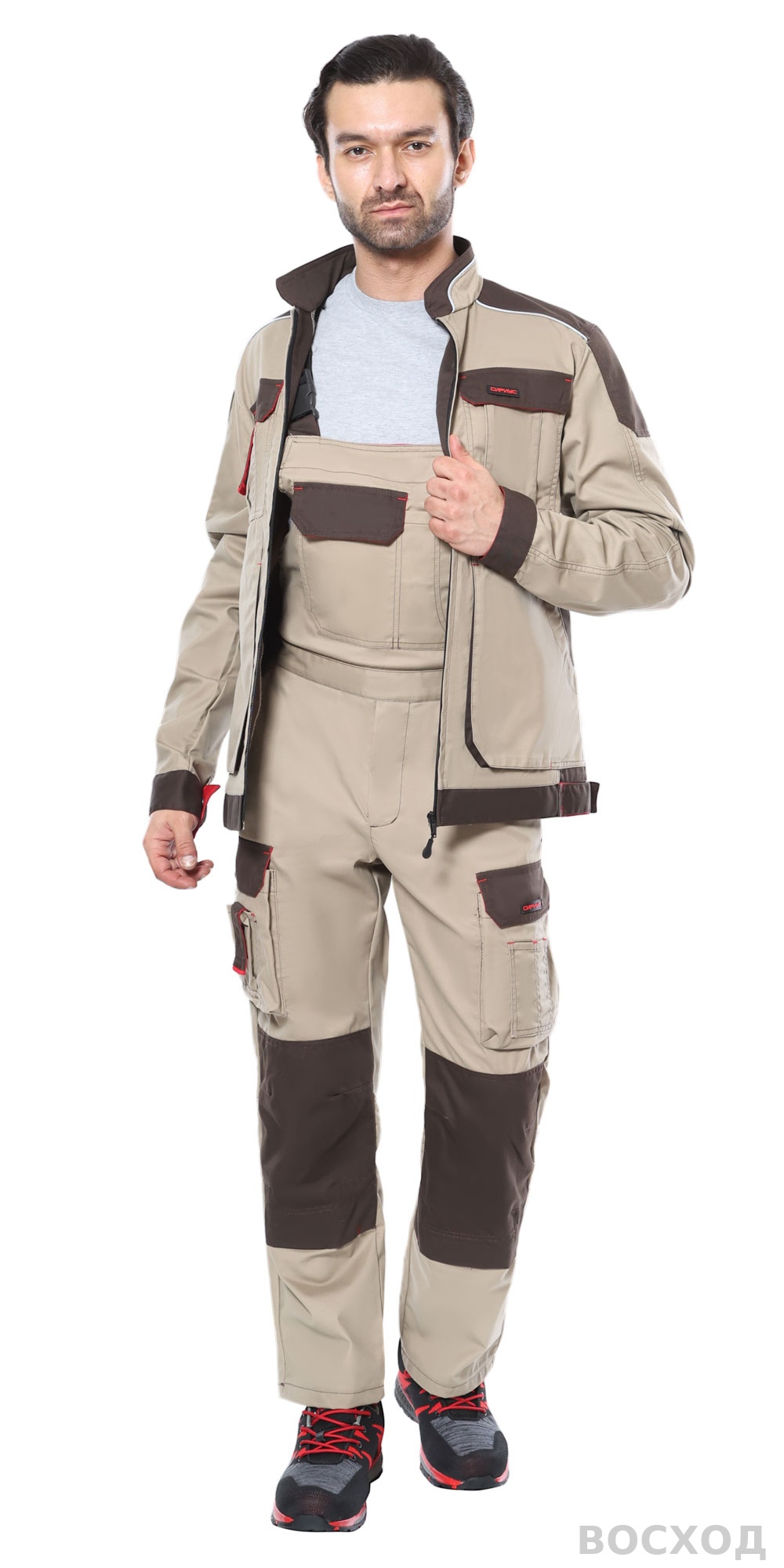 Костюм СИРИУС-ДЖЕТ БРАУН куртка, п/к, с т.коричневым тк. мех. стрейч с ВО