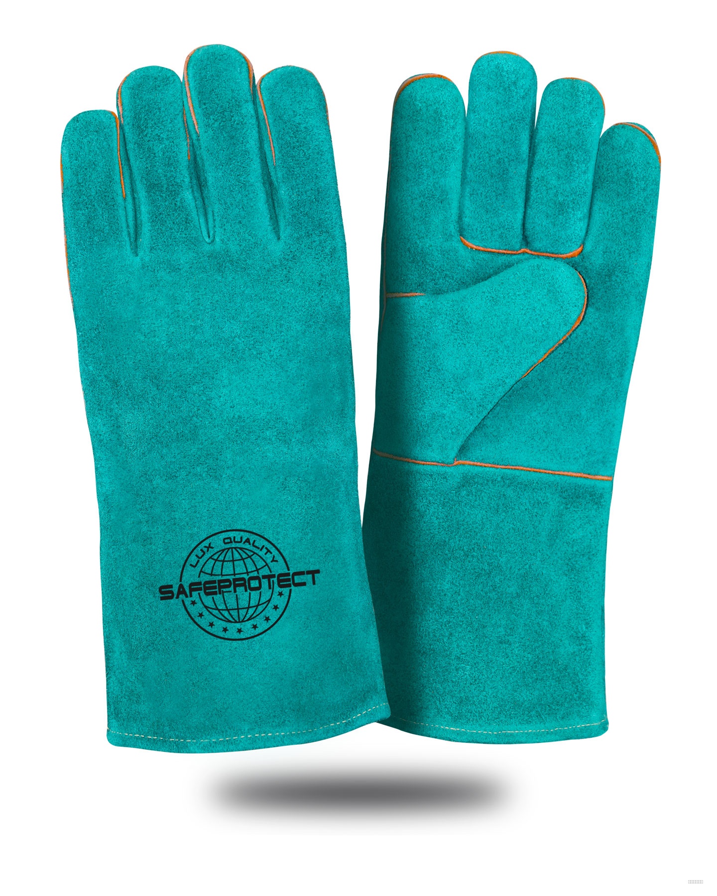 Краги спилковые КАМЧАТКА Safeprotect® бирюзовые (флисовая подкладка) р.10,5 (х12х60)