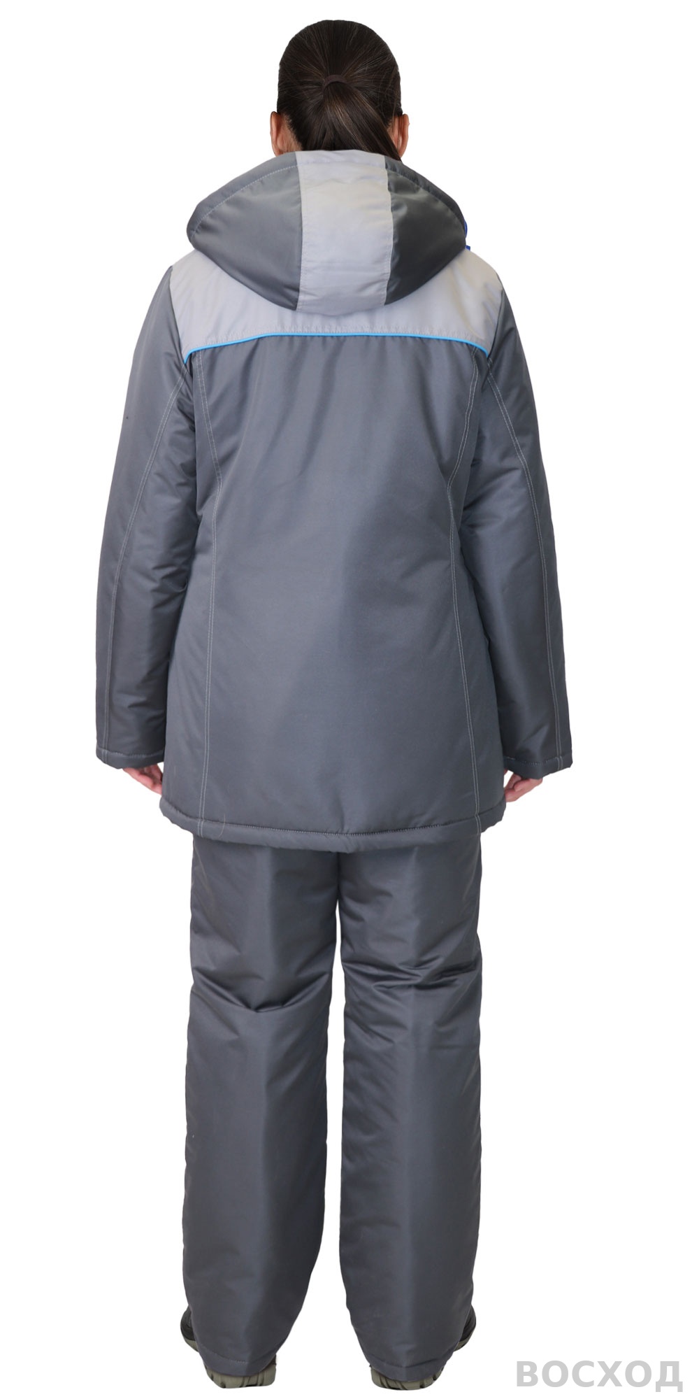 Костюм СИРИУС-ФАВОРИТ женский зимний, куртка, брюки т. со св.серым и голубым