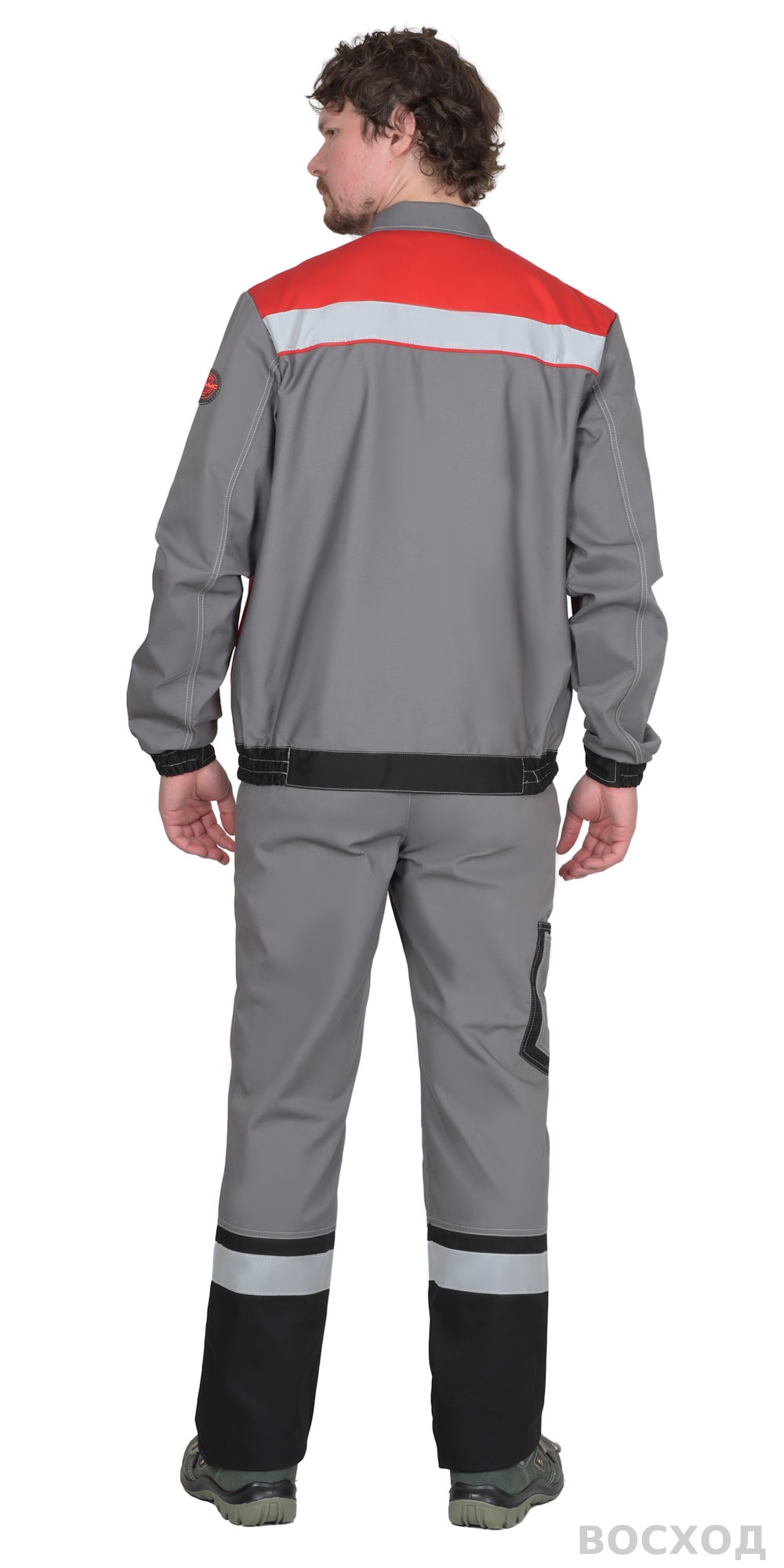 Костюм СИРИУС-МАСТЕР летний, куртка короткая, брюки, средне- с красным с СОП