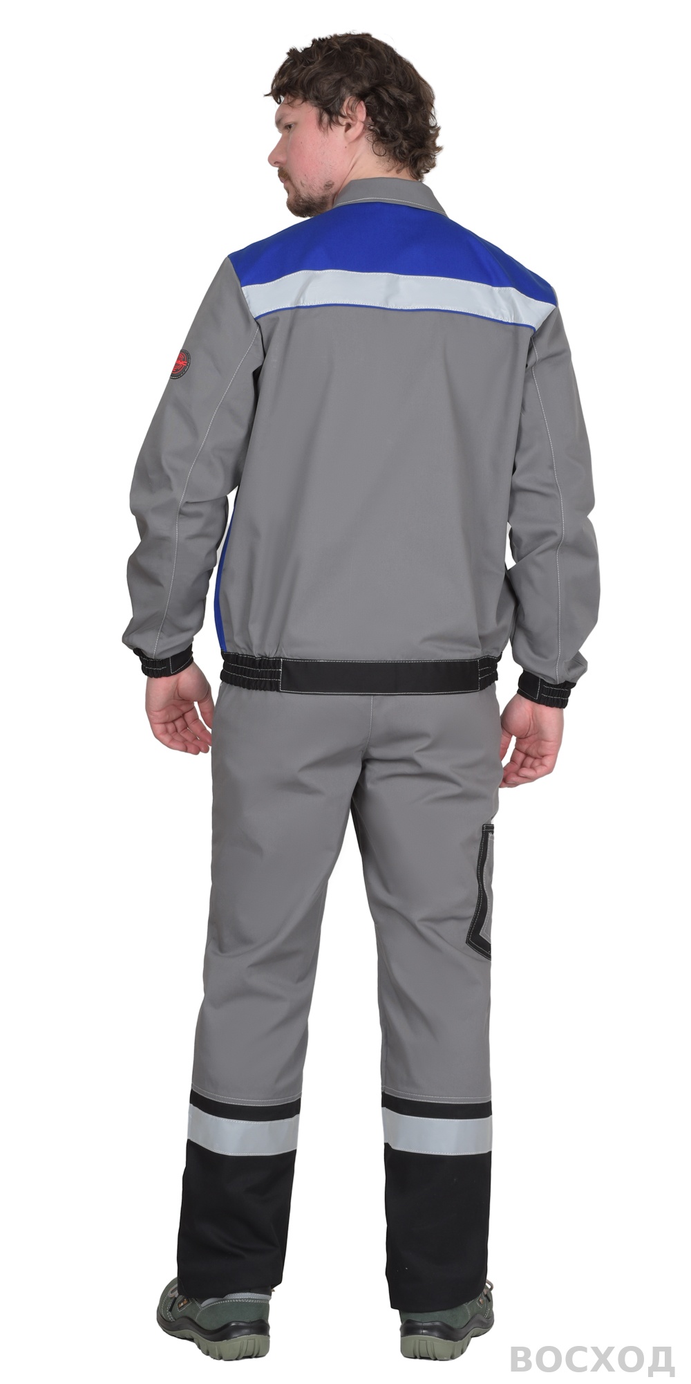 Костюм СИРИУС-МАСТЕР куртка короткая, п/к, средне- с васильком с СОП