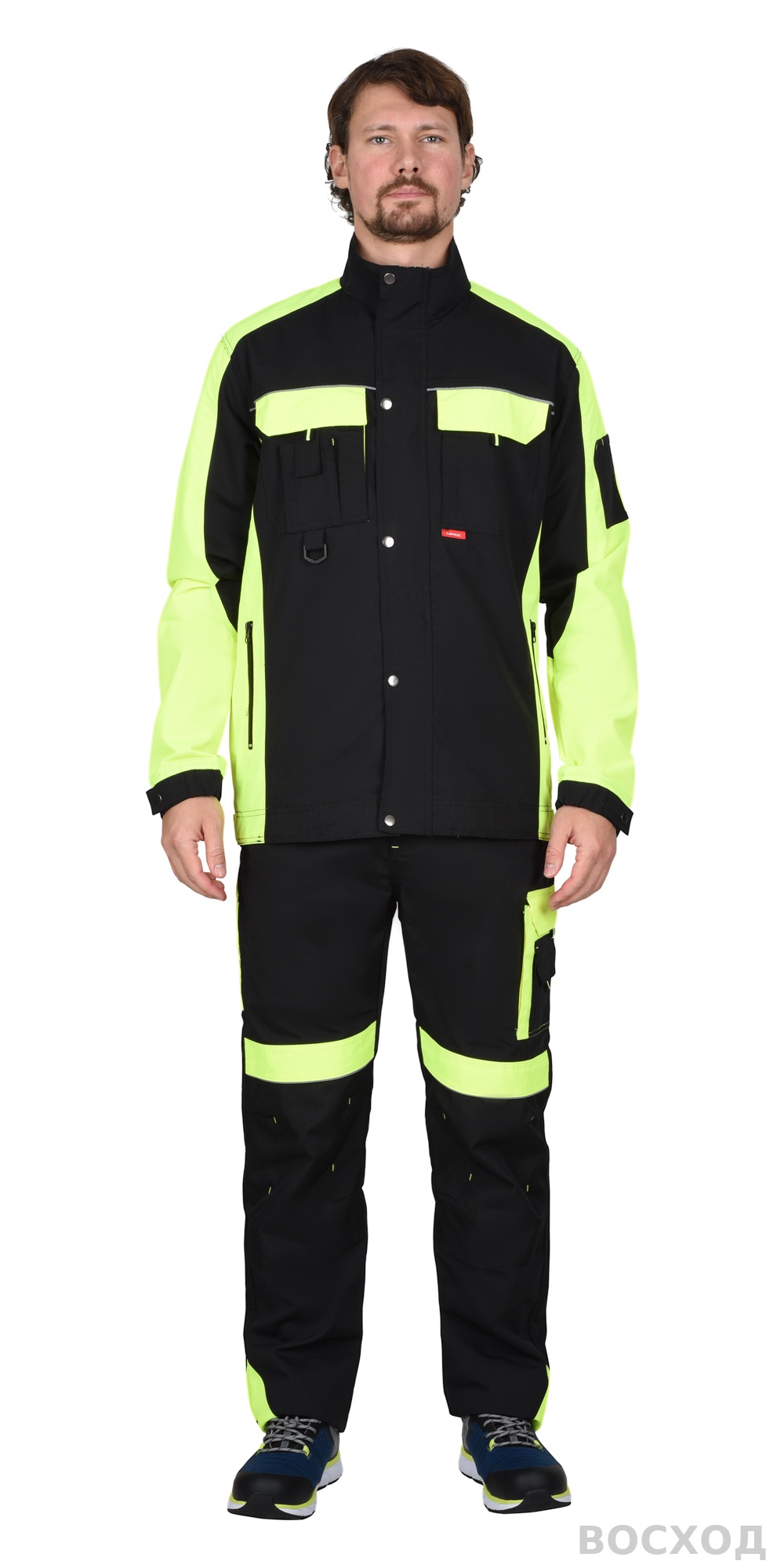 Костюм СИРИУС-ОНИКС куртка, брюки черный с лимонным