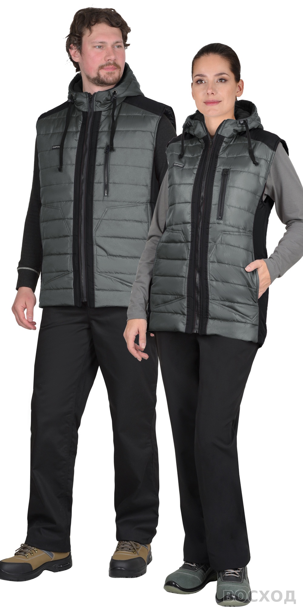 Жилет СИРИУС-УРБАН утепленный с капюшоном с черным