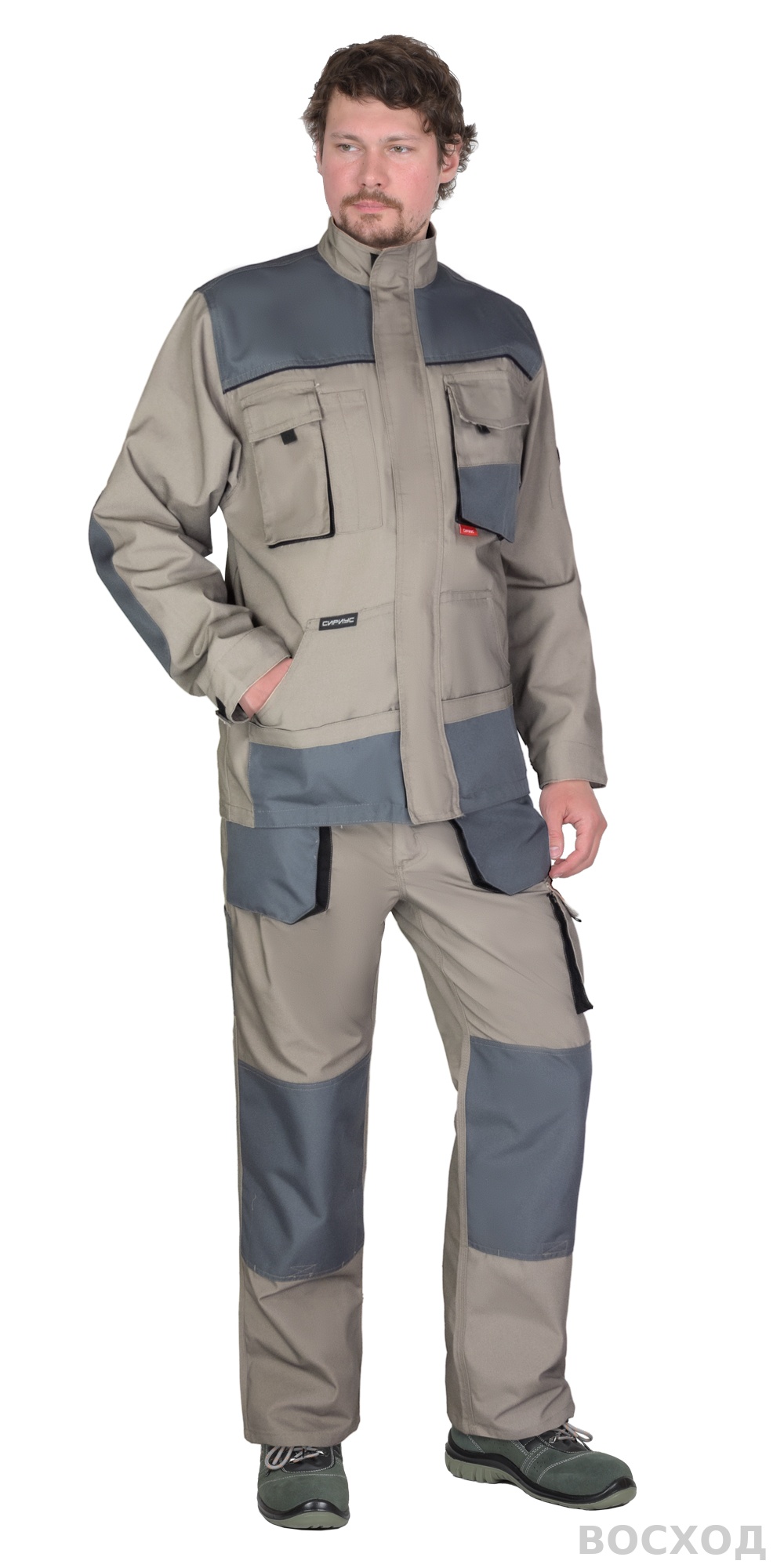 Костюм СИРИУС-СПБ куртка, брюки, с серо-зеленым