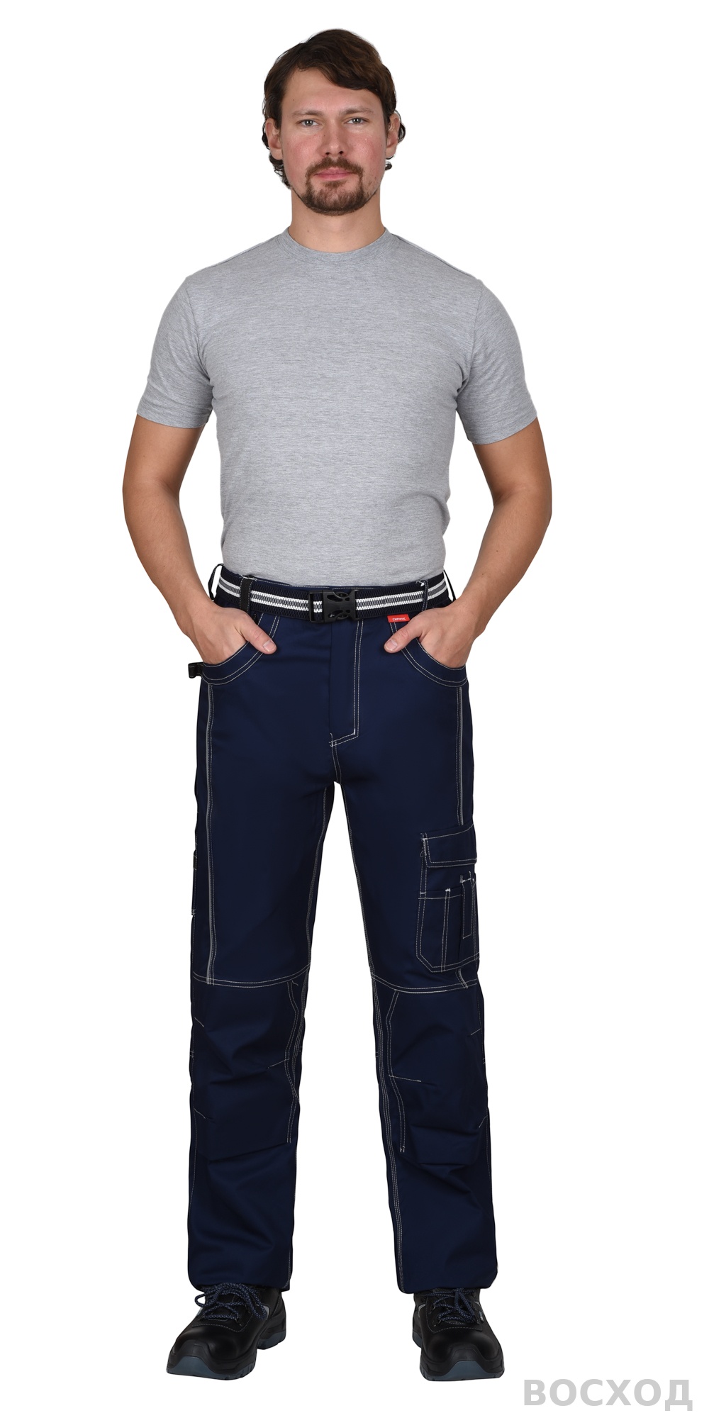 Костюм СИРИУС-ПРЕСТИЖ куртка, брюки, с черным и оранжевой отделкой