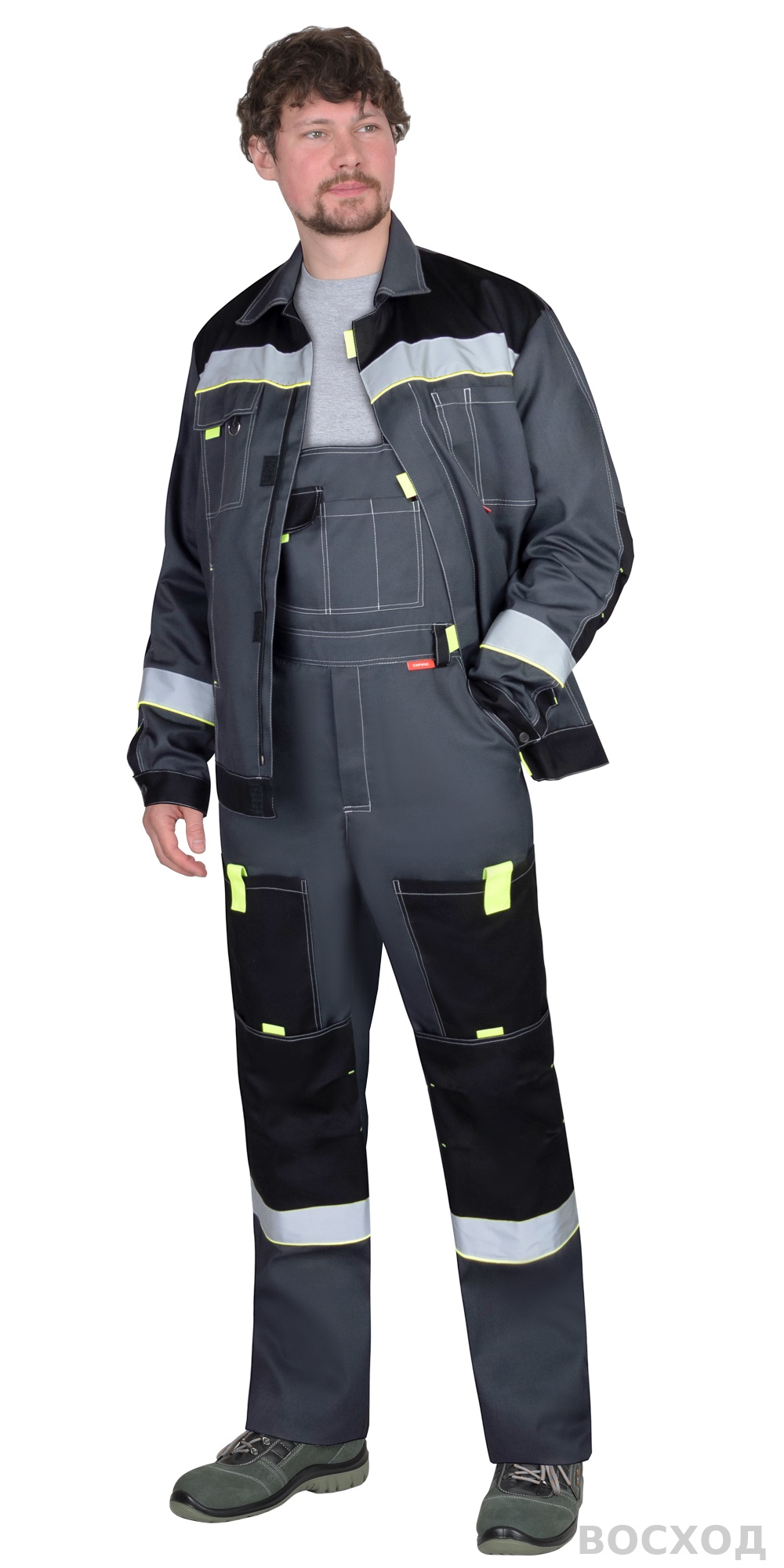 Костюм СИРИУС-ФАВОРИТ куртка, п/к, с черным, лимонным кантом и СОП