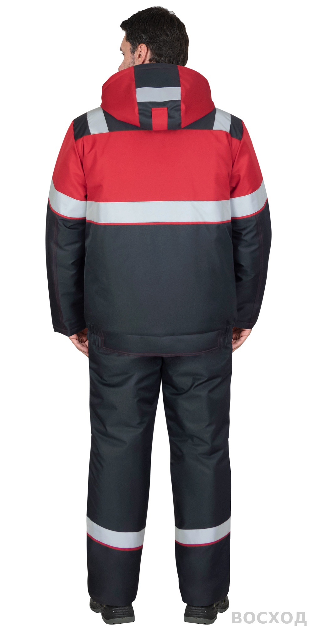 Костюм СИРИУС-НАВИГАТОР-1М зимний, куртка кор., п/к, тёмно- с красным и СОП