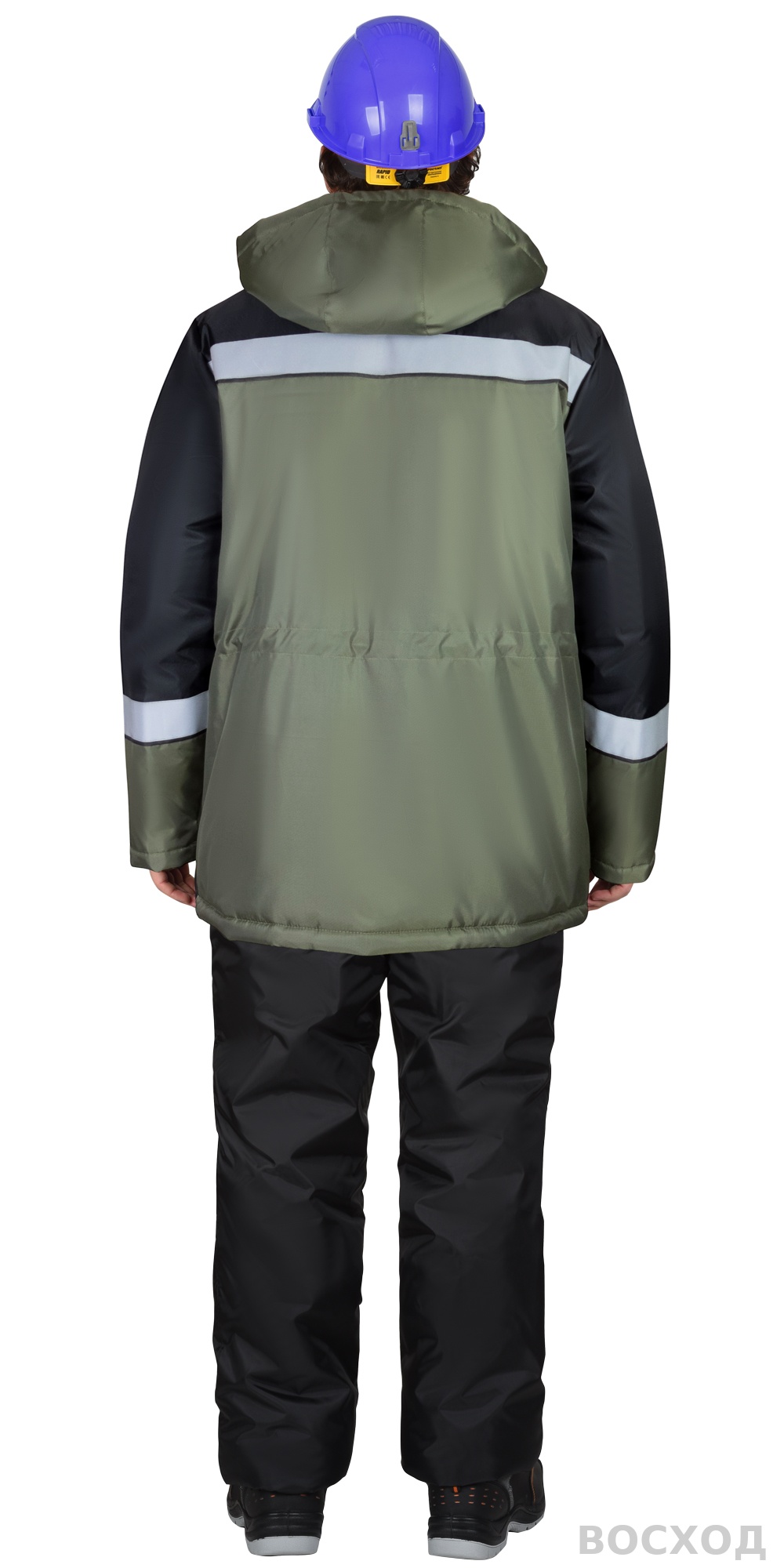 Куртка СИРИУС-БРИГАДИР зимняя мужская с капюшоном, с черным и СОП