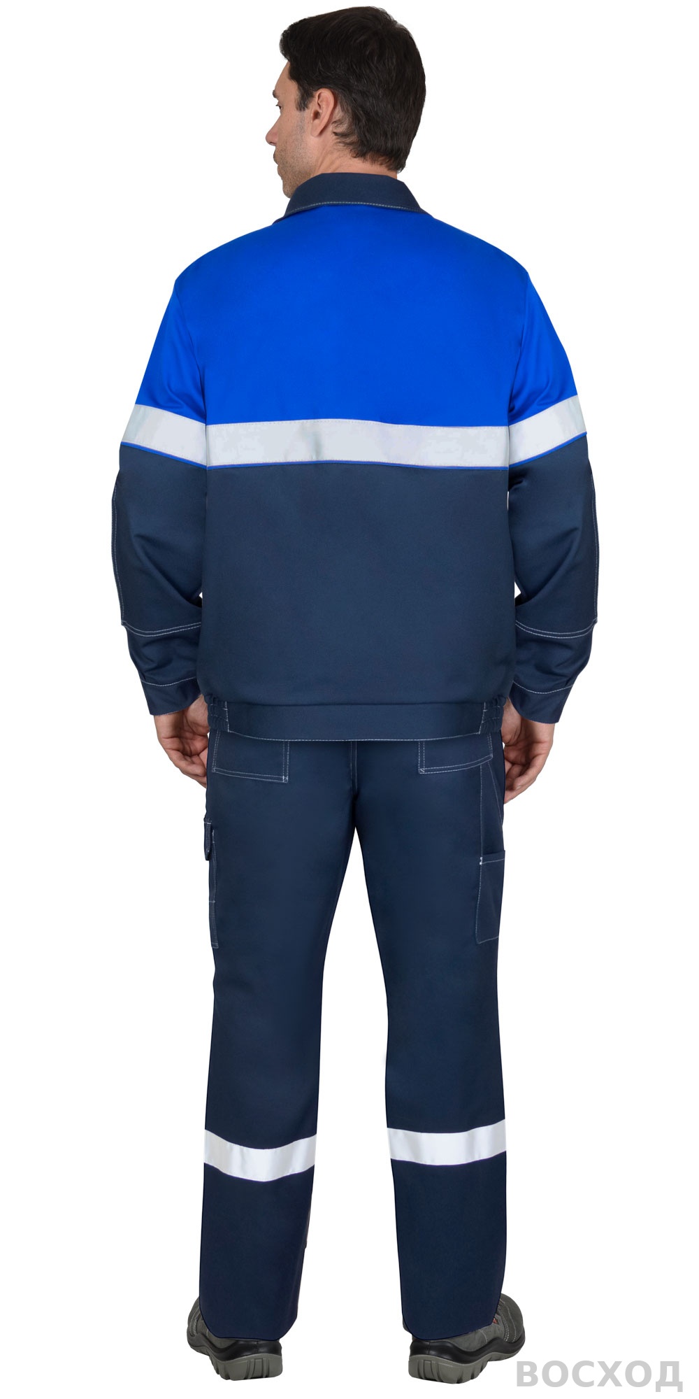 Костюм СИРИУС-САМОТЛОР-РОСС куртка, брюки, темно- с васильковым и СОП, антистат. нить, МВО