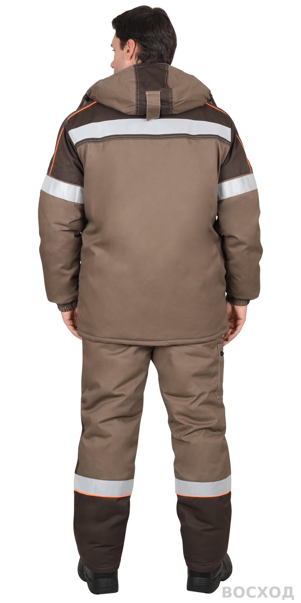 Костюм СИРИУС-РОДОС-РОСС зимний, куртка, брюки, светло- с тёмно-коричневым и СОП